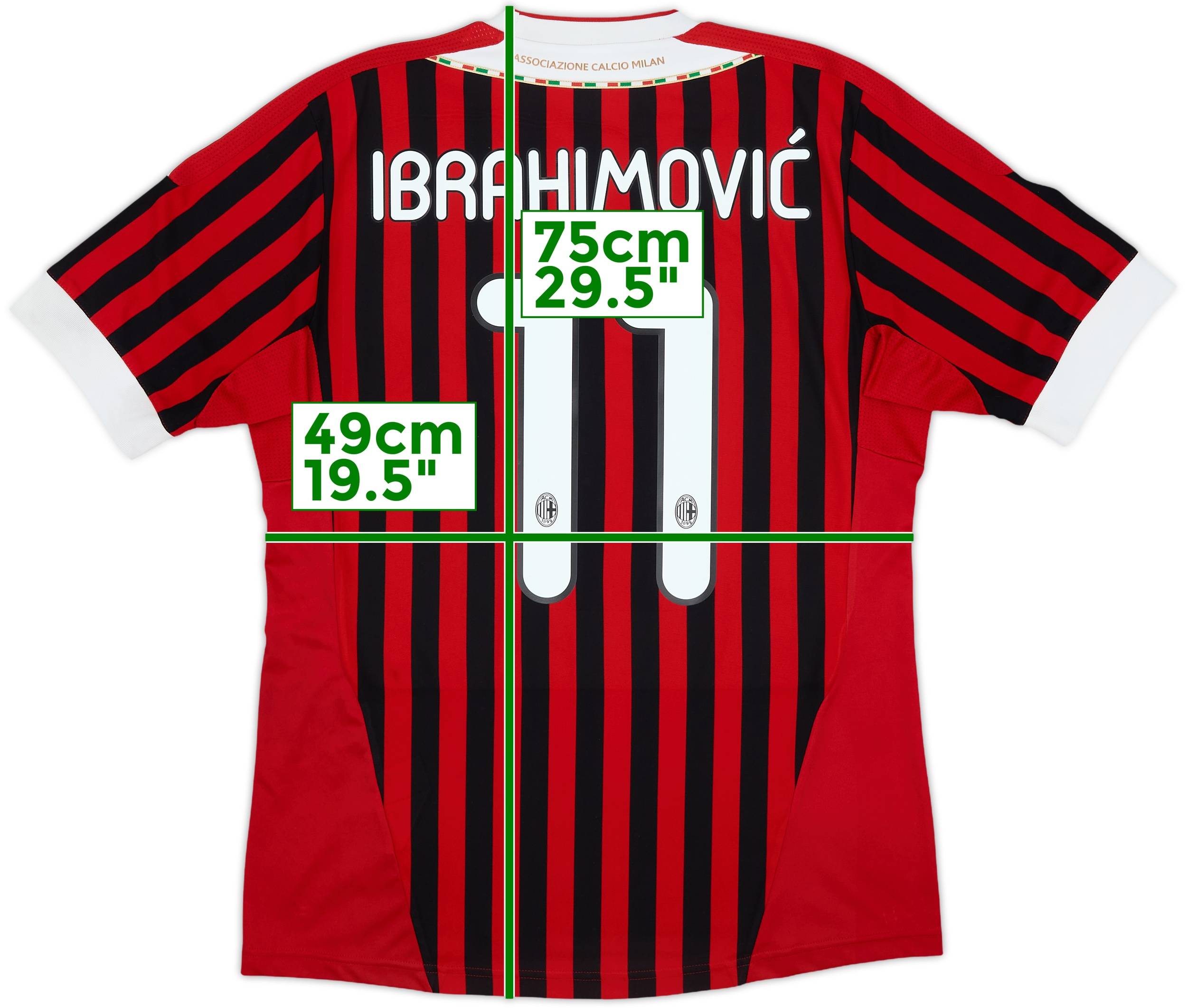 2011-12 AC Milan Home Shirt Ibrahimovic #11 - 6/10 - (M)