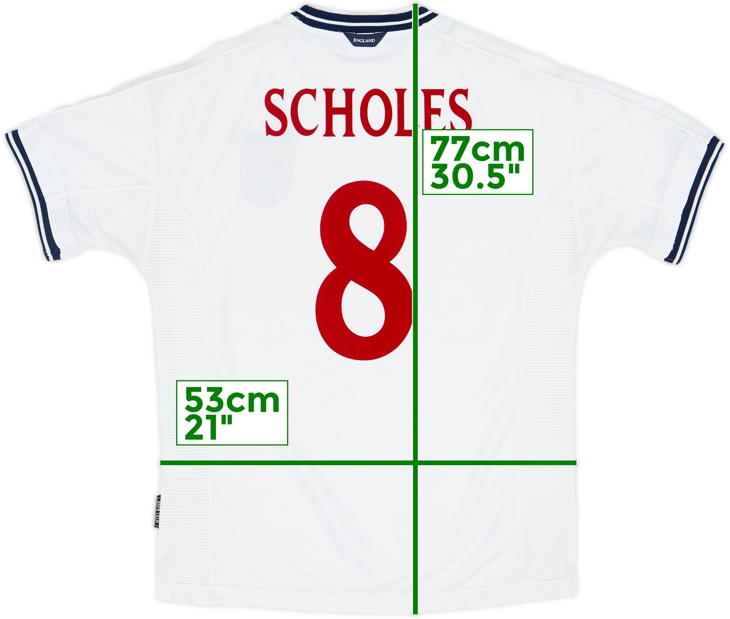 アンブロ イングランド代表 SCHOLES 8 シャツ スコールズ 1999-01 England Home Shirt Scholes #8 - 7/10 - (L)
