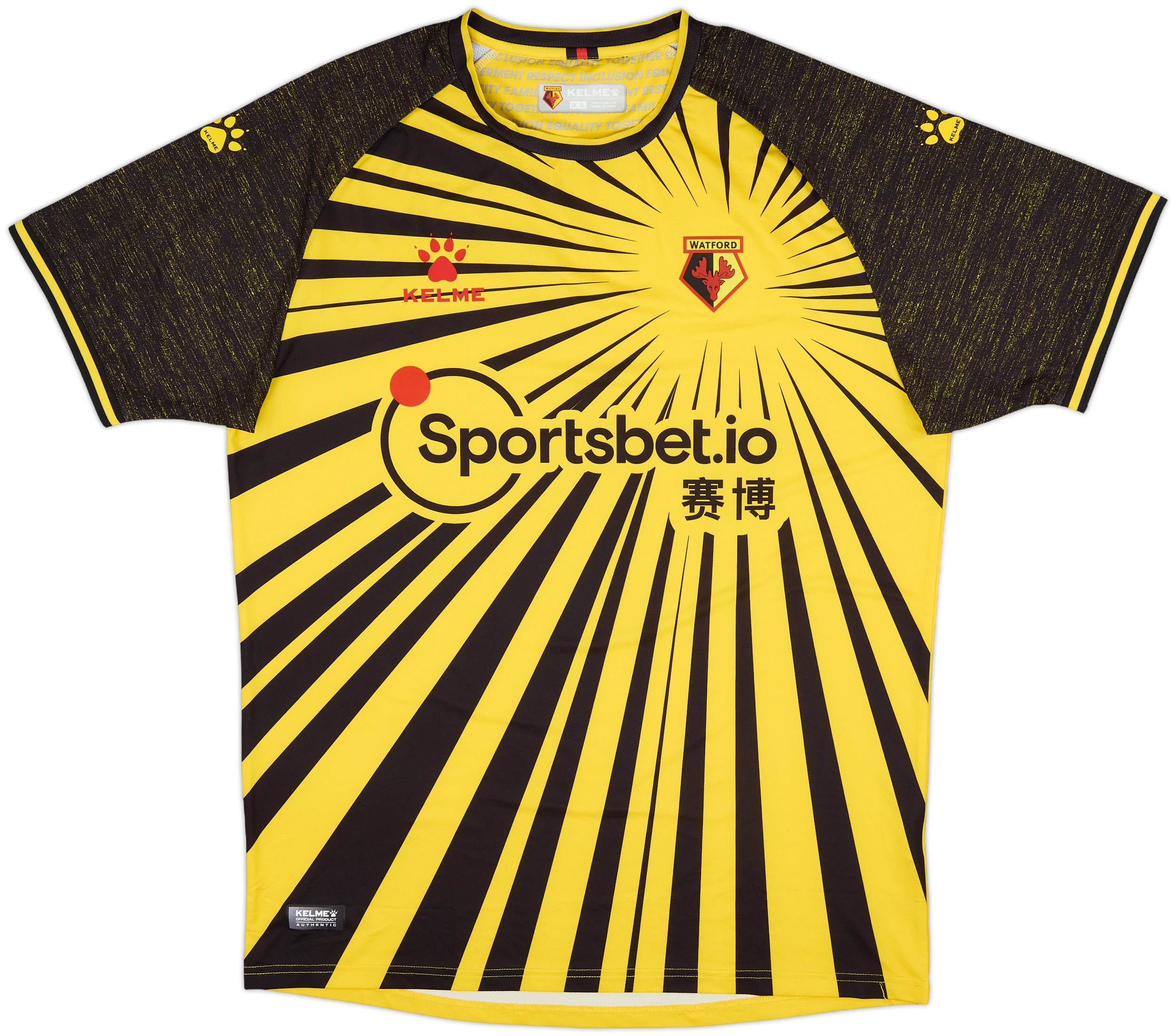 【新品未使用】Watford FC KELME ホームシャツ サイン入り 2020-21 Watford Home Shirt - 9/10 - (XL)