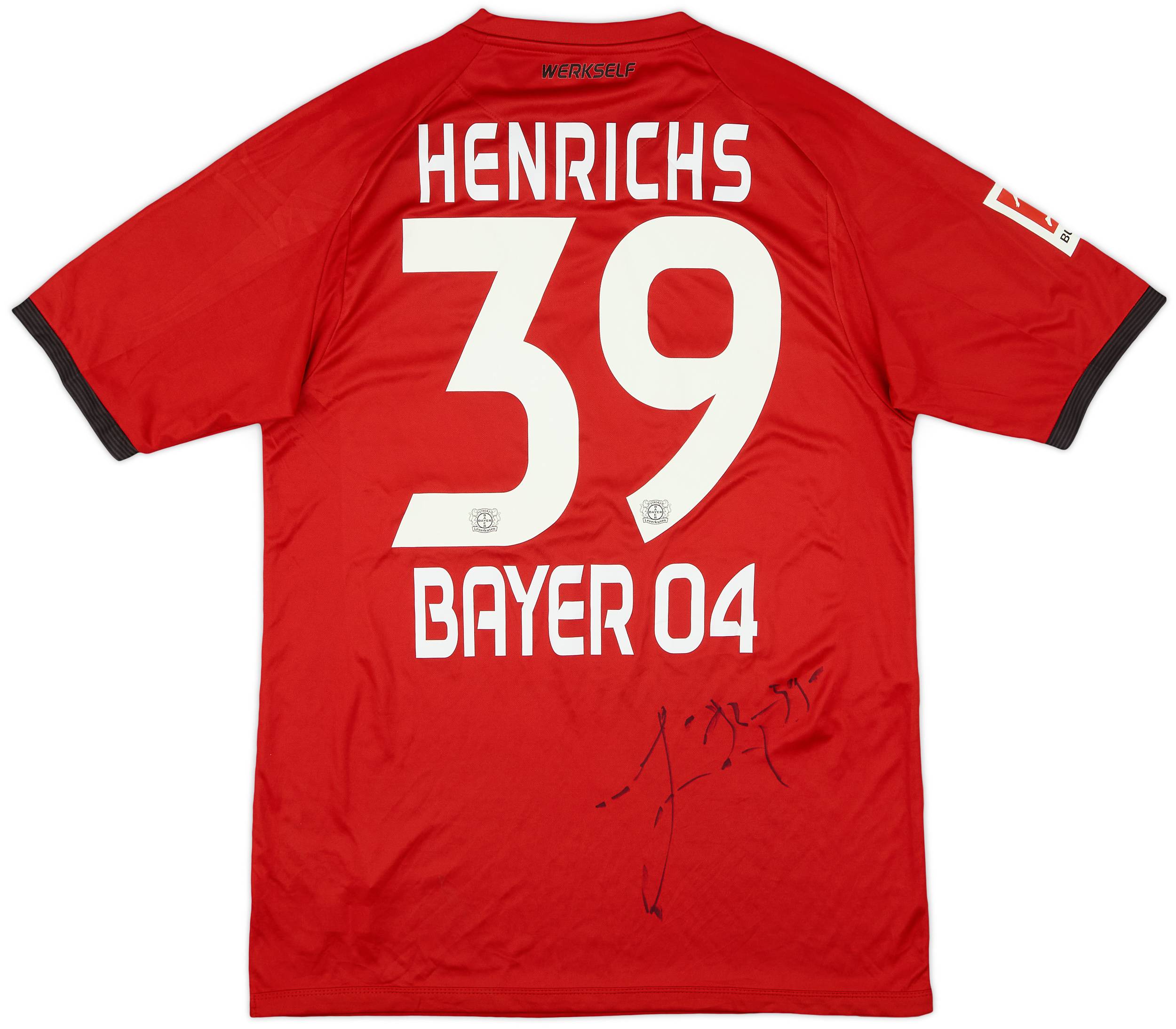2017-18 Bayer Leverkusen Match Issue Signed Away Shirt Henrichs #39