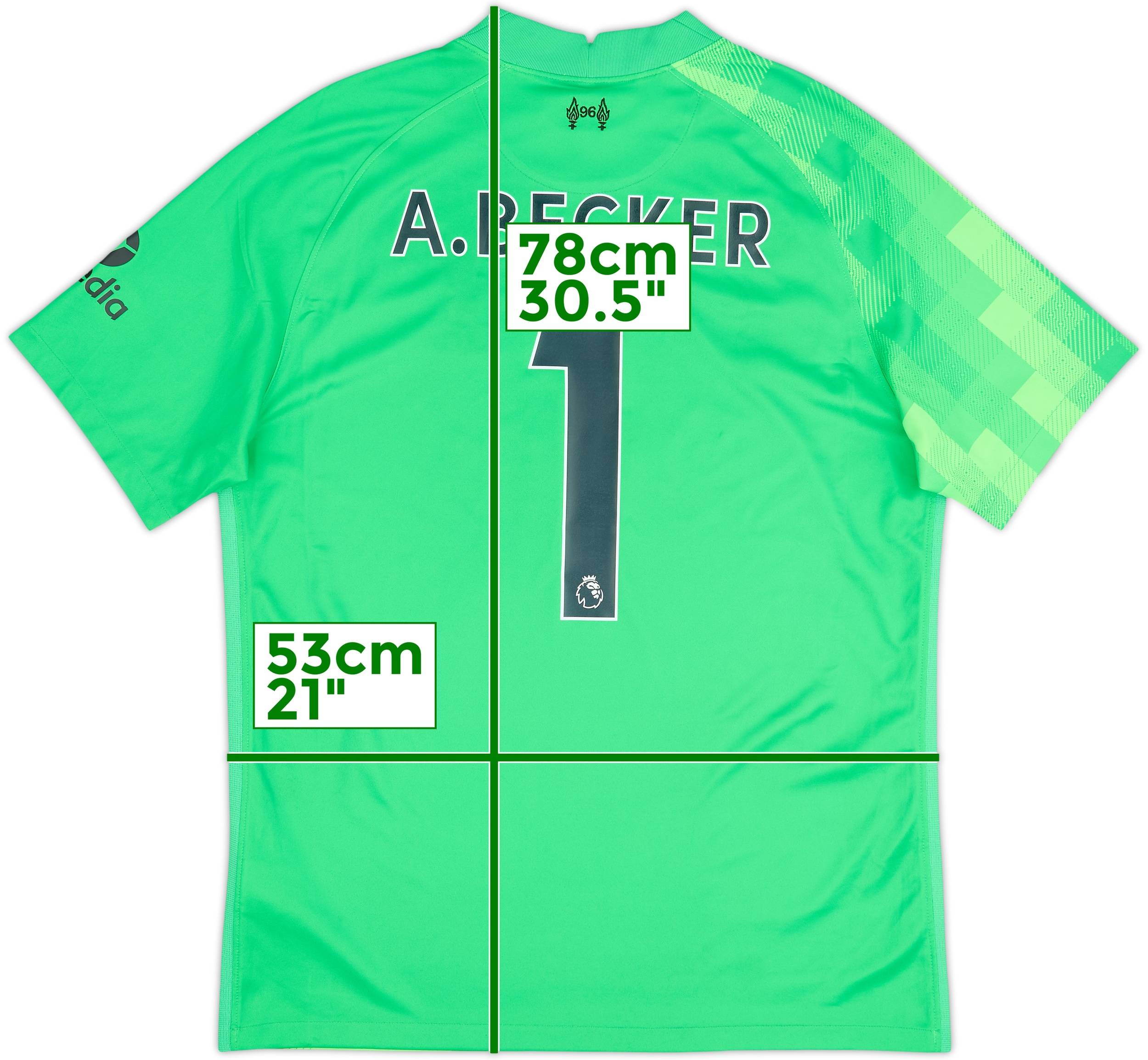 2021-22 Liverpool GK S/S Shirt A.Becker #1 - 9/10 - (L)
