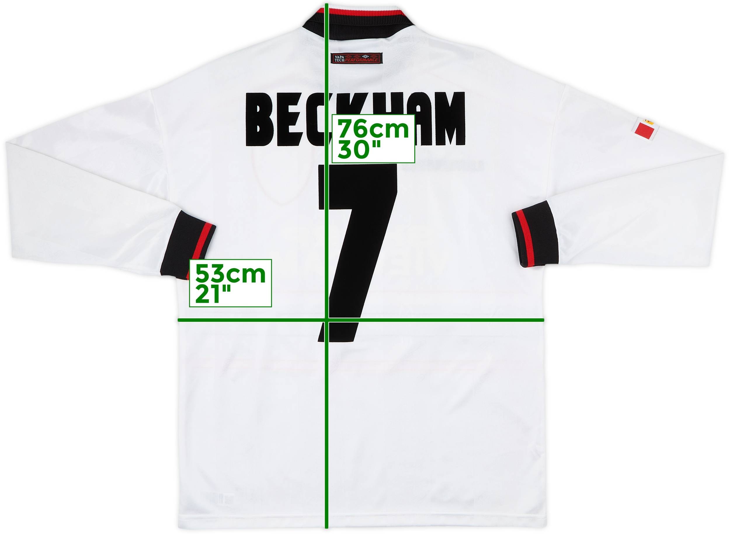 1997-99 Manchester United Away L/S Shirt Beckham #7 - 8/10 - (M)