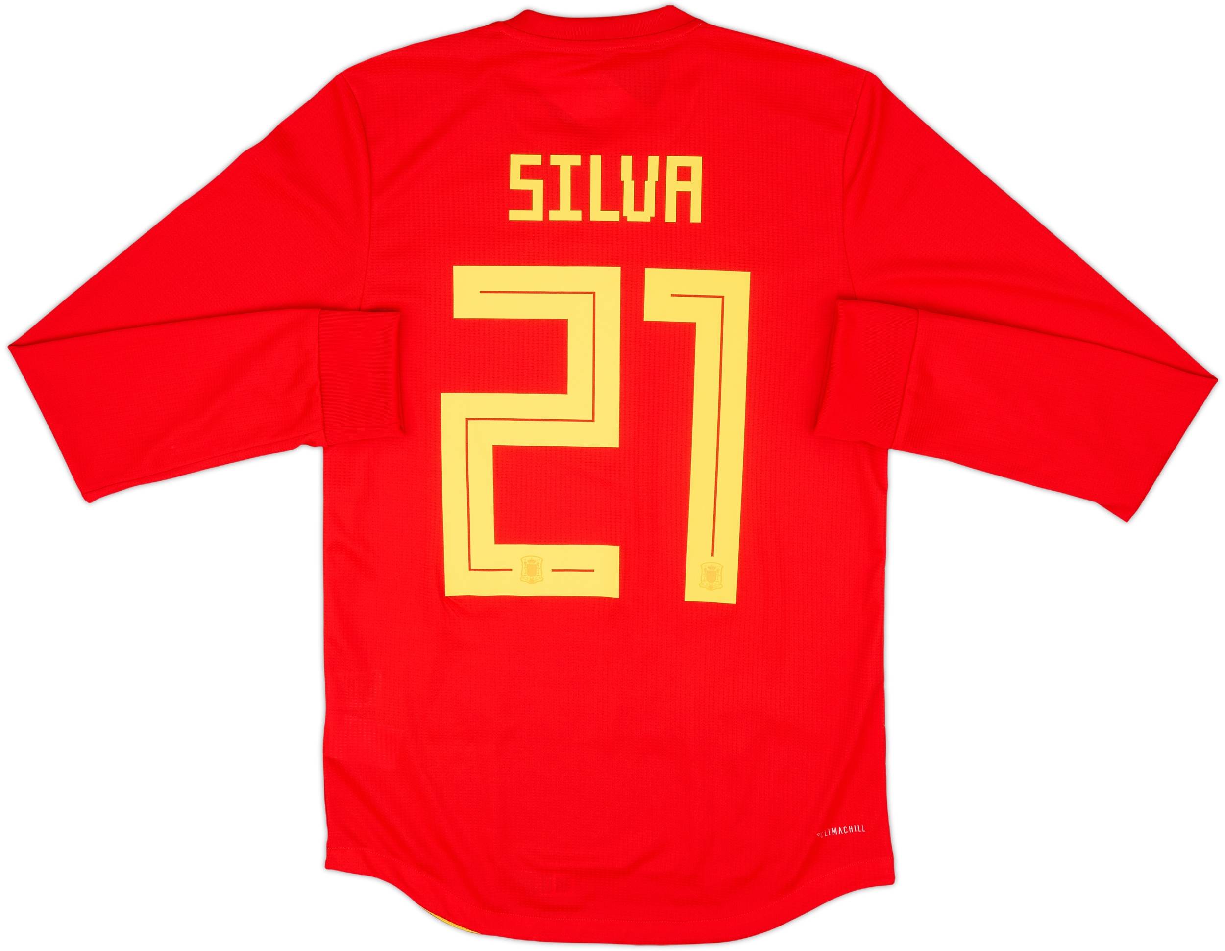 2018-19 Spain Player Issue Home L/S Shirt Silva #21 (S)