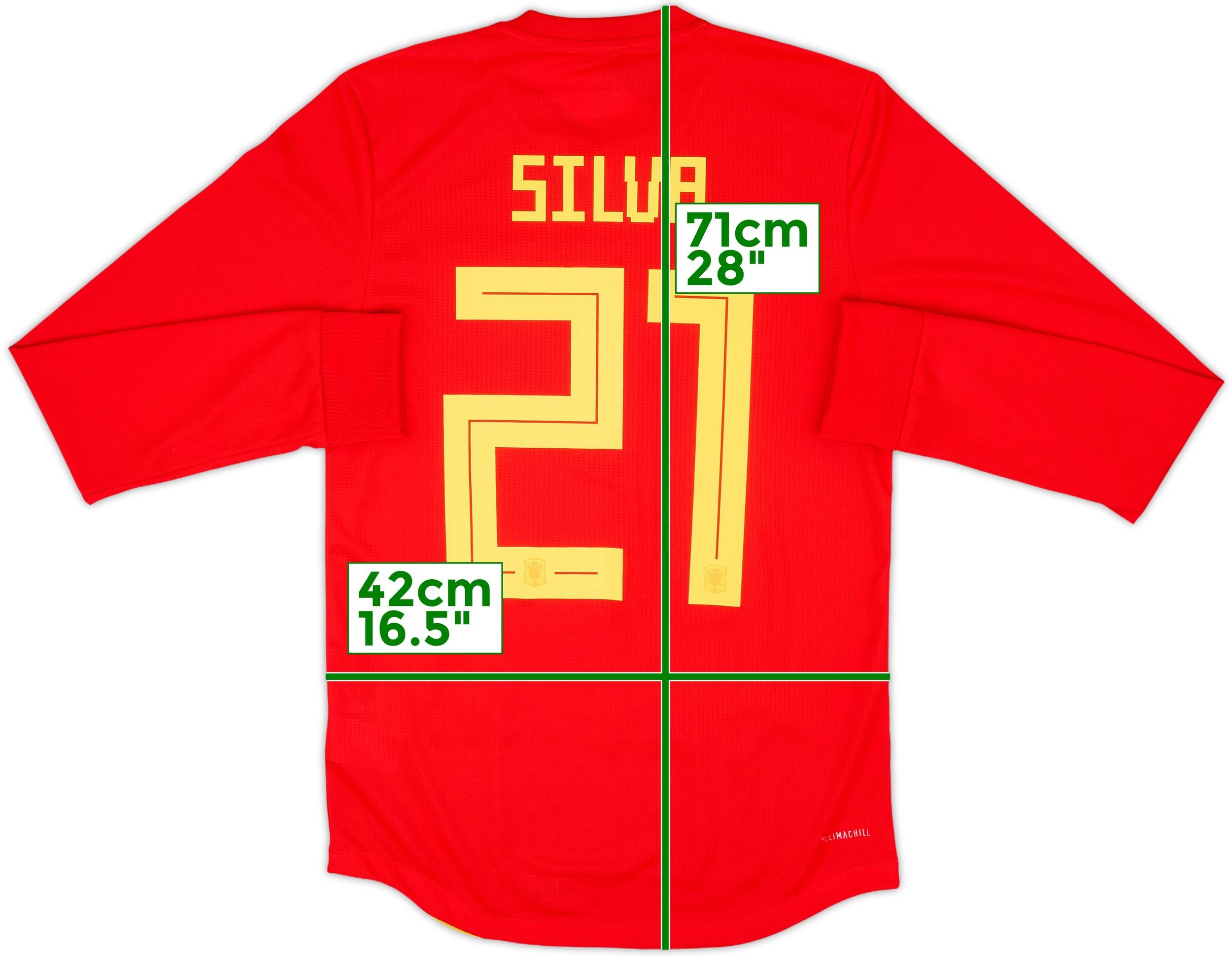 スペイン代表 adidas サッカーホームユニフォーム21 SILVA 2018-19 Spain Player Issue Home L/S Shirt Silva #21 (S)