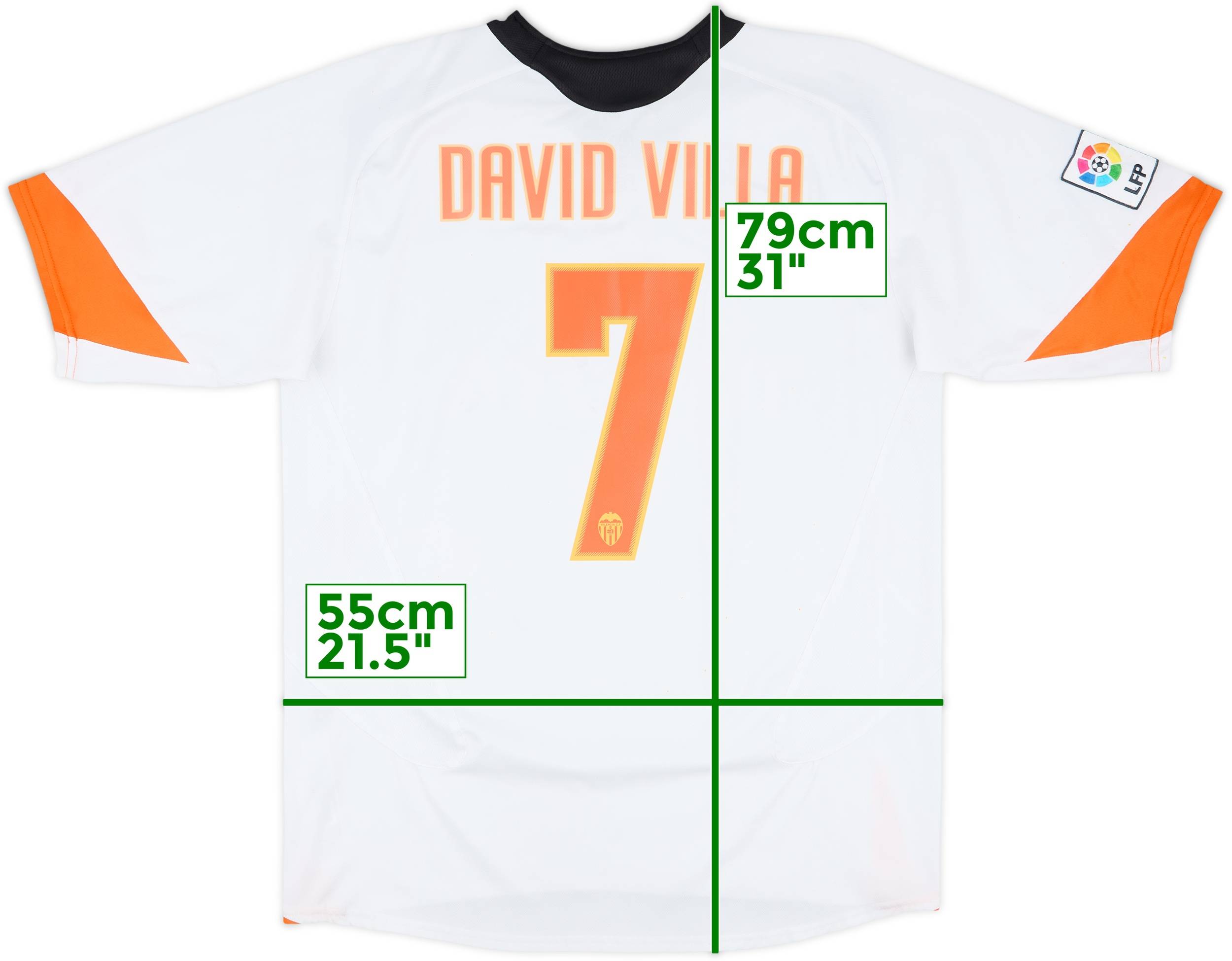 Valencia DAVID VILLA シャツ 7番 2005-06 Valencia Home Shirt David Villa #7 - 7/10 - (L)