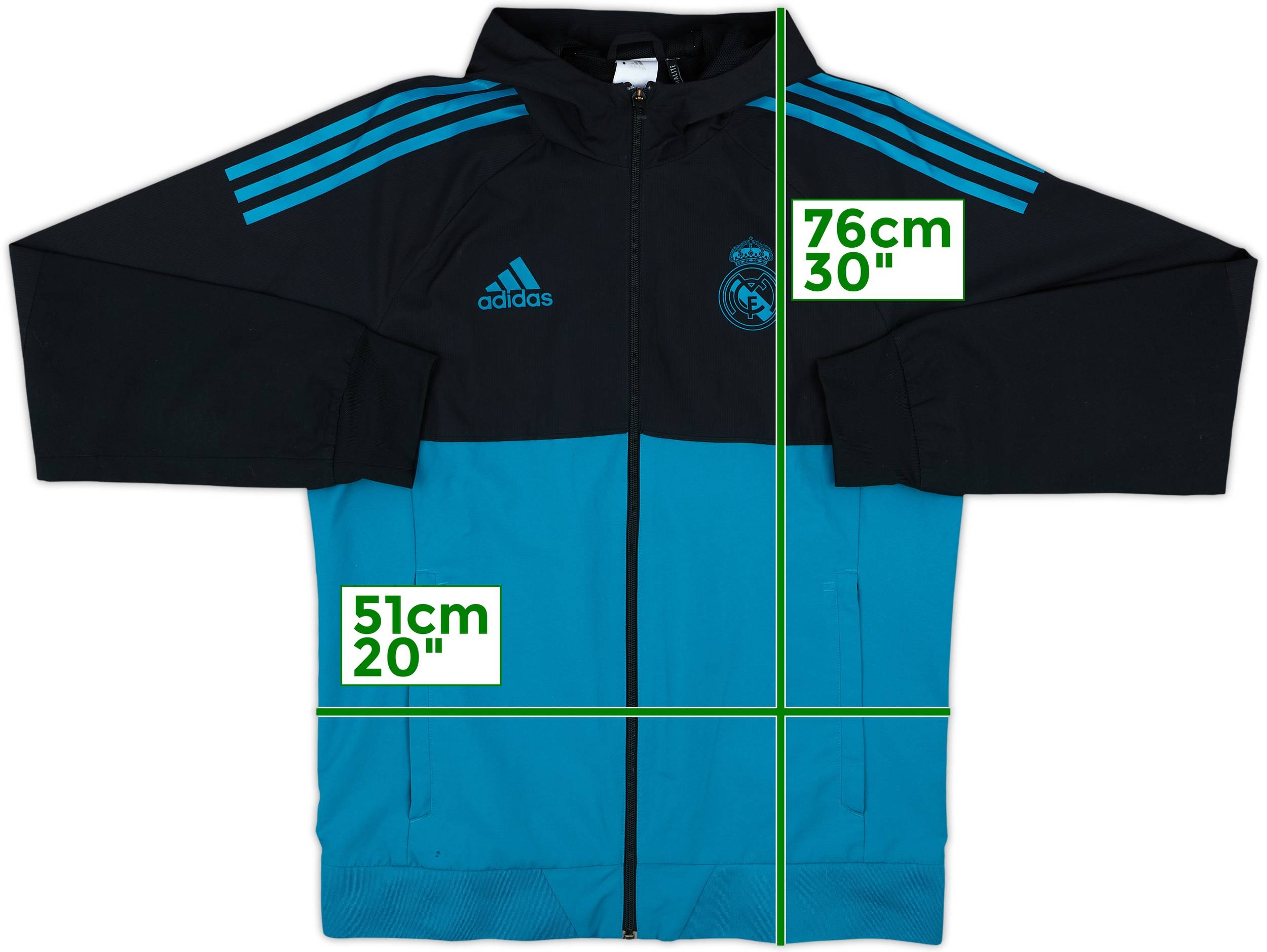  Real Madrid ジャージ Lサイズ ブルー　アディダス 2017-18 Real Madrid adidas CL Hooded Track Jacket - 7/10 - (M)