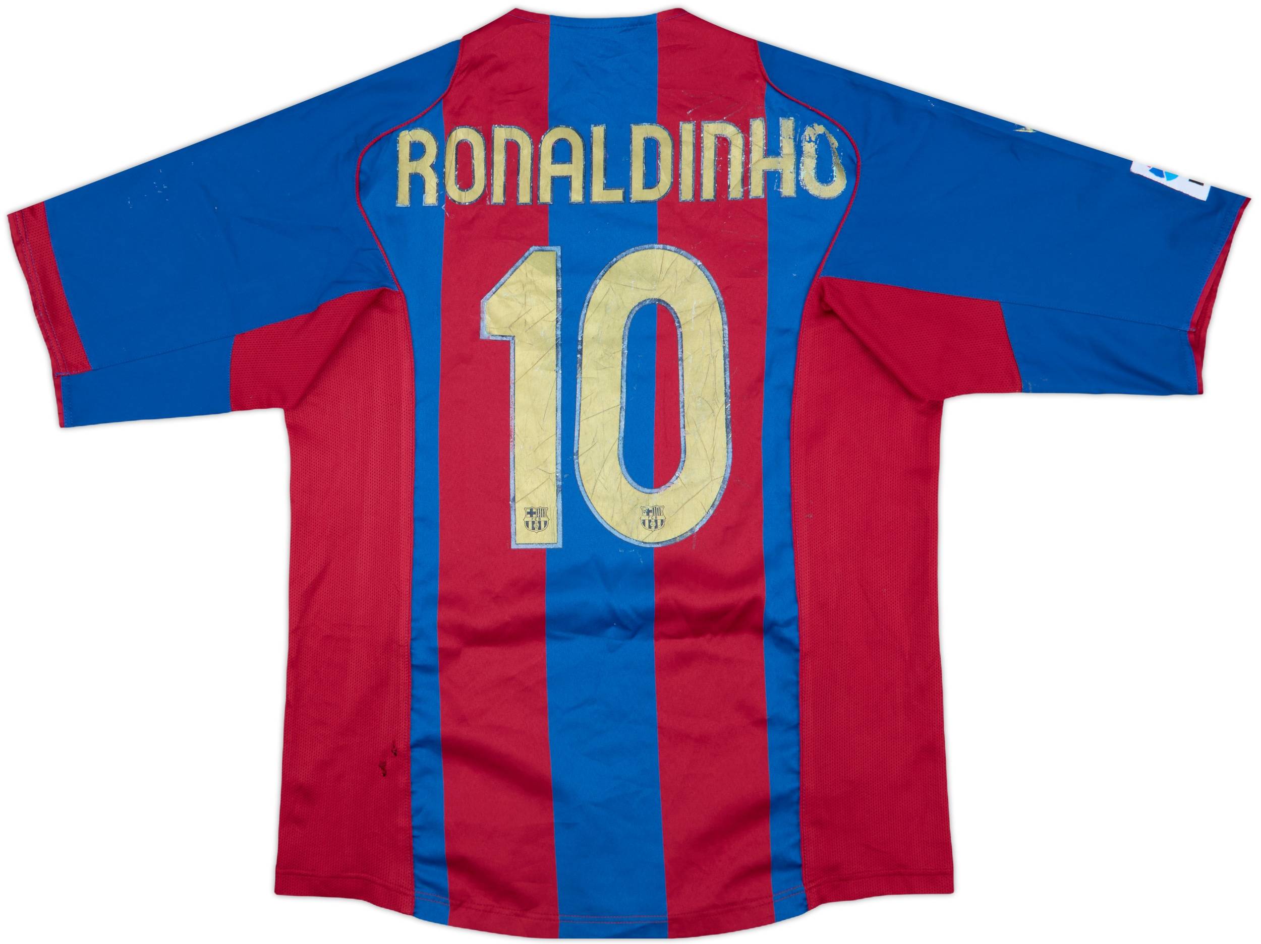 2004-05 Barcelona Home Shirt Ronaldinho #10 - 4/10 - (L)