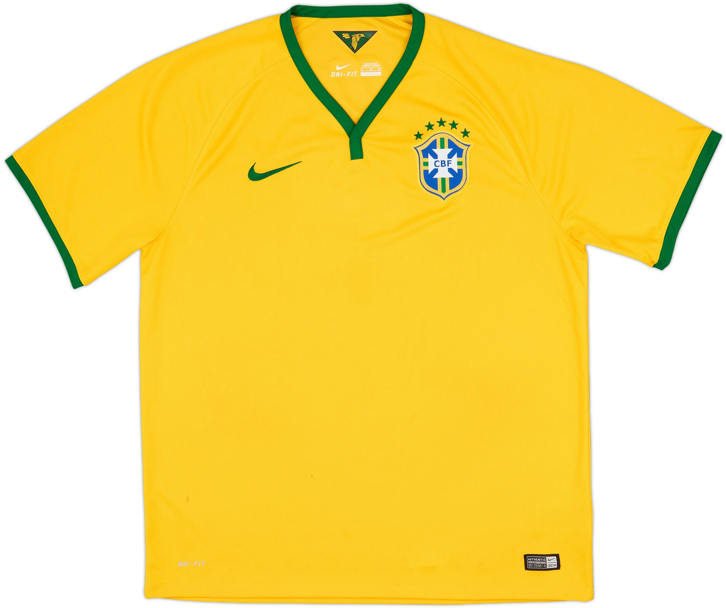 2014-15 Brazil Home Shirt #10 - 7/10 - (XL)