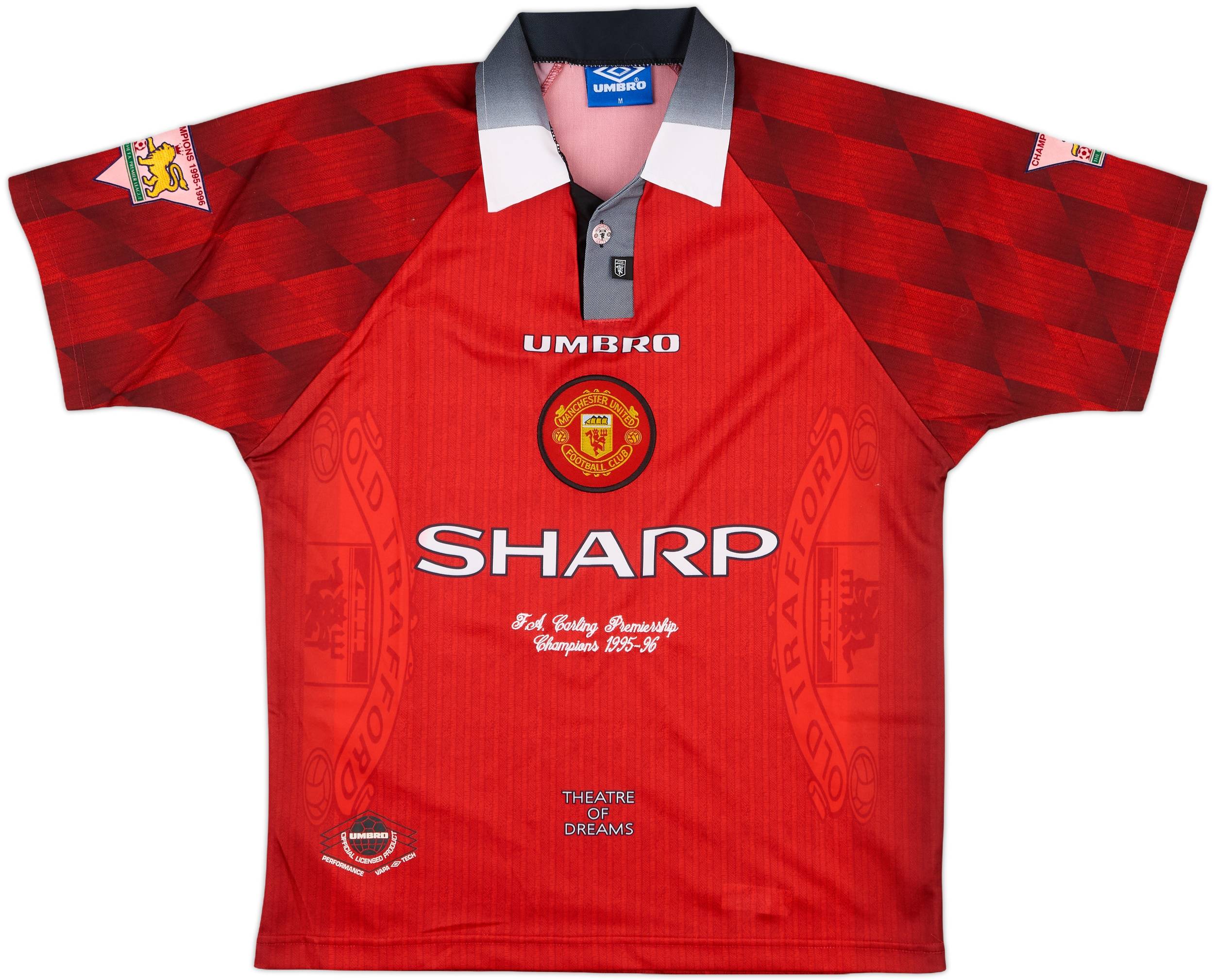 1996-98 Manchester United 'Premiership Champions' Home Shirt - 8/10 - (M)