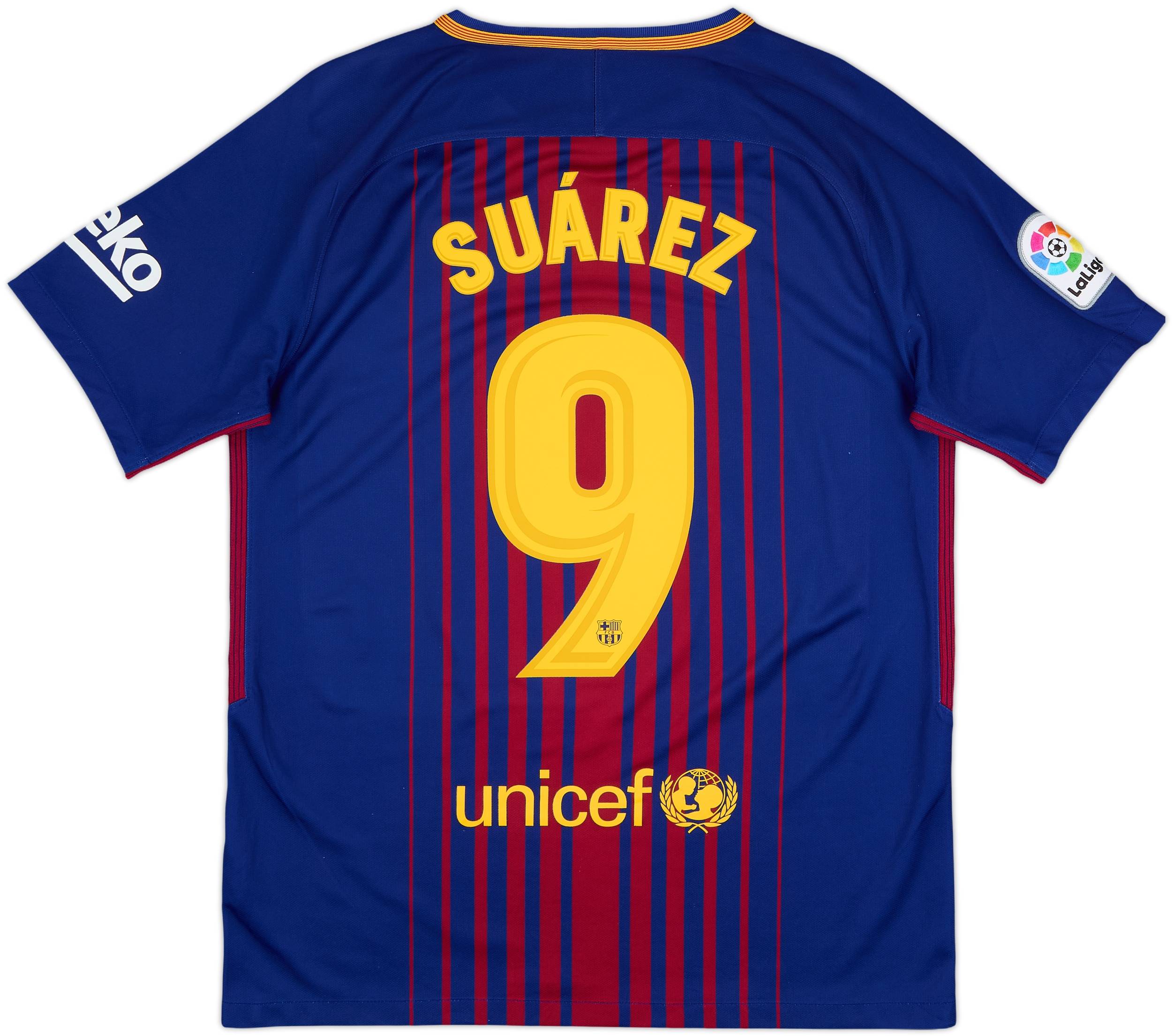 2017-18 Barcelona Home Shirt Suarez #9 - 6/10 - (M)