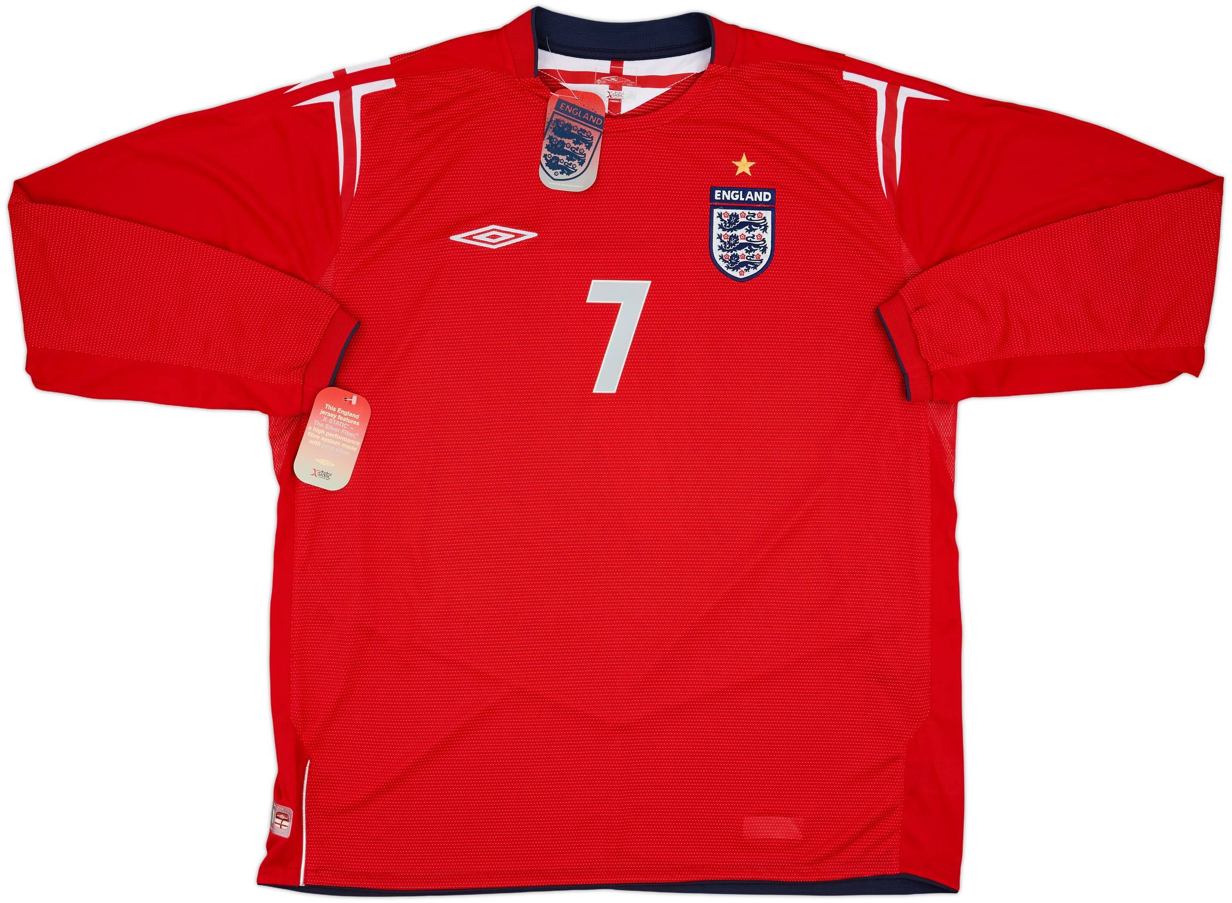2004-06 England Away L/S Shirt Beckham #7 (XXL)