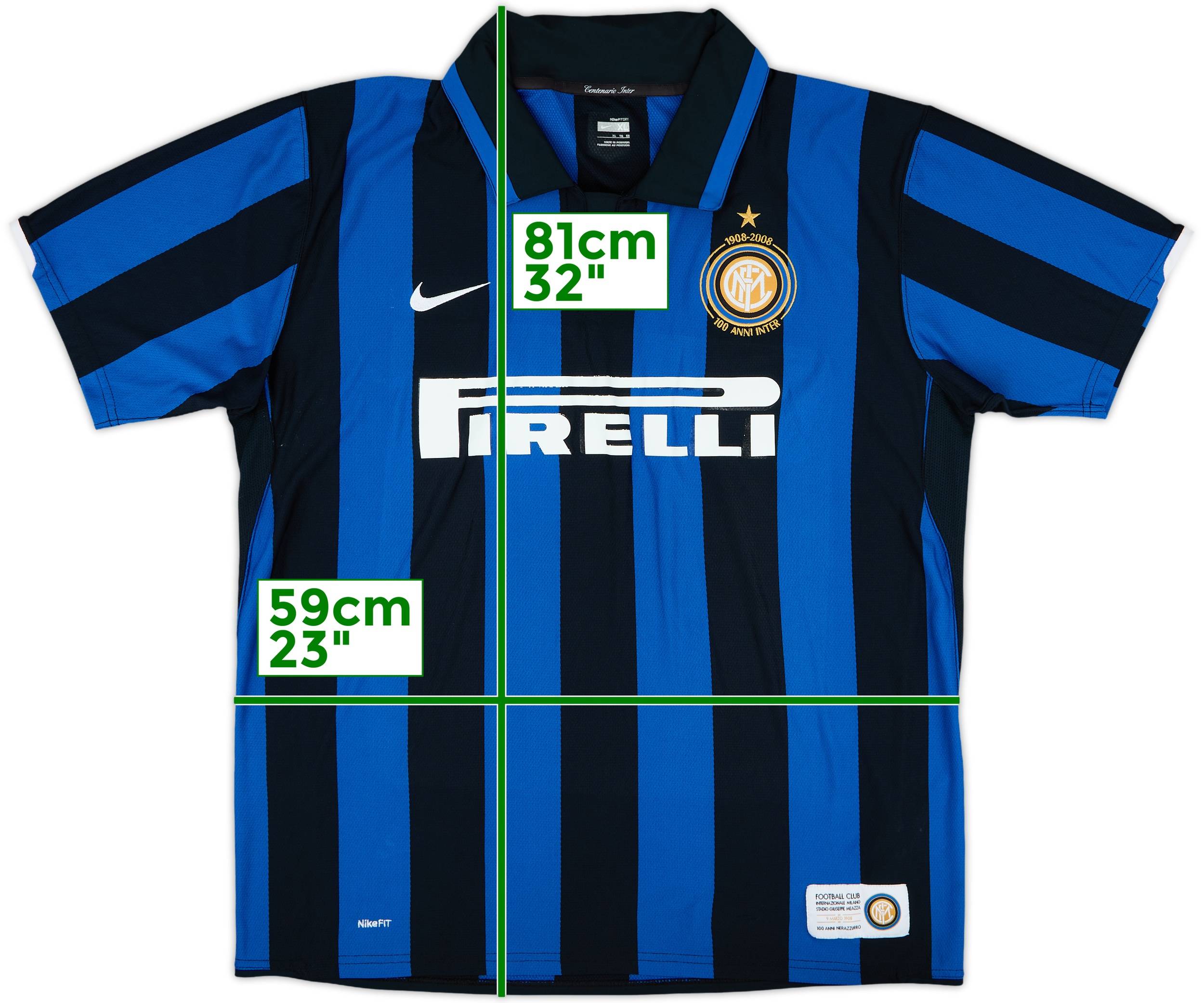 【レア】NIKE INTER MILAN 05/06 AWA ユニフォーム 半袖 2007-08 Inter Milan Centenary Home Shirt - 6/10 - (XL)