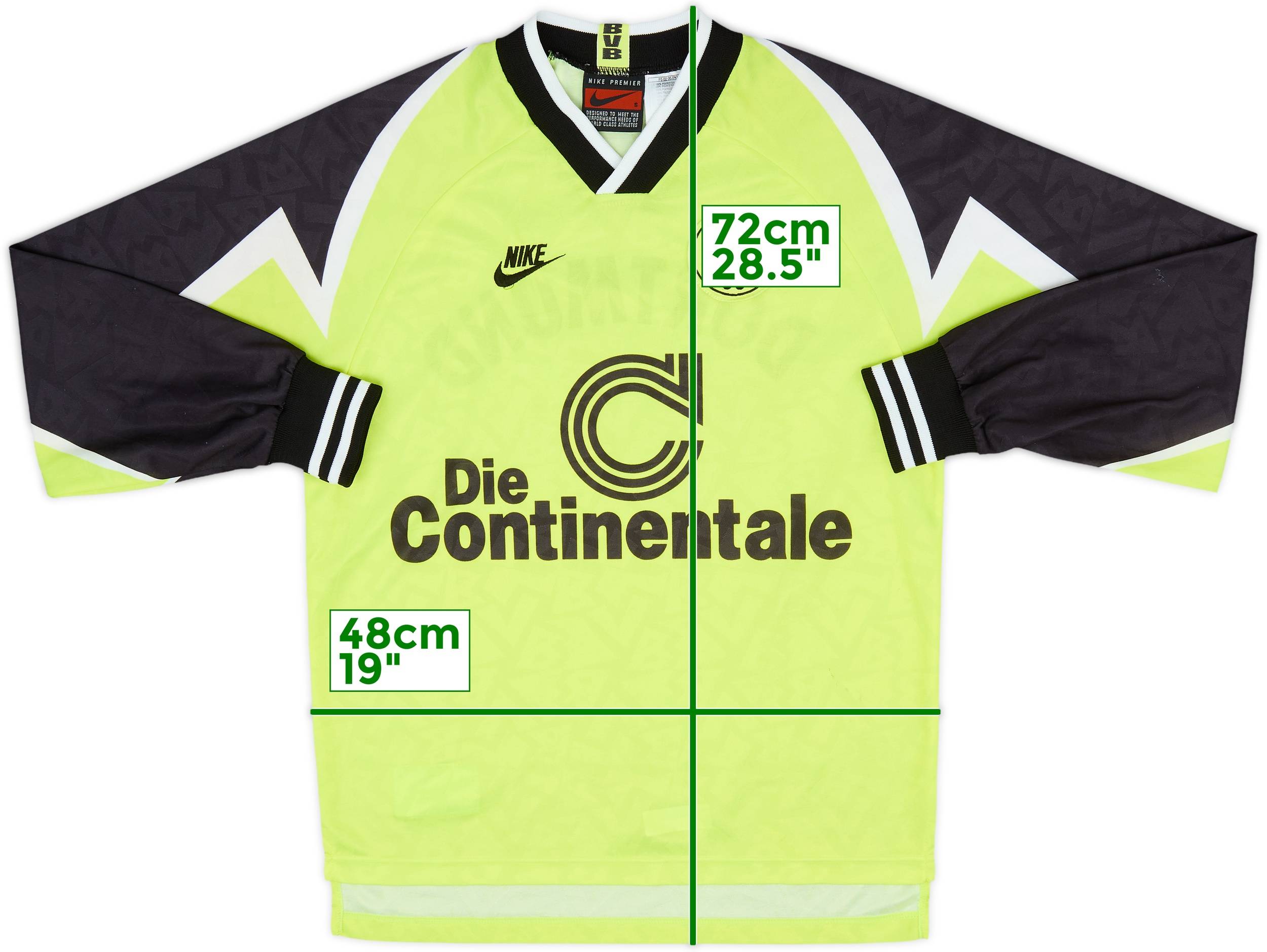 NIKE Borussia Dortmund 1995/96 サッカーシャツ 1995-96 Borussia Dortmund Home L/S Shirt - 8/10 - (S)