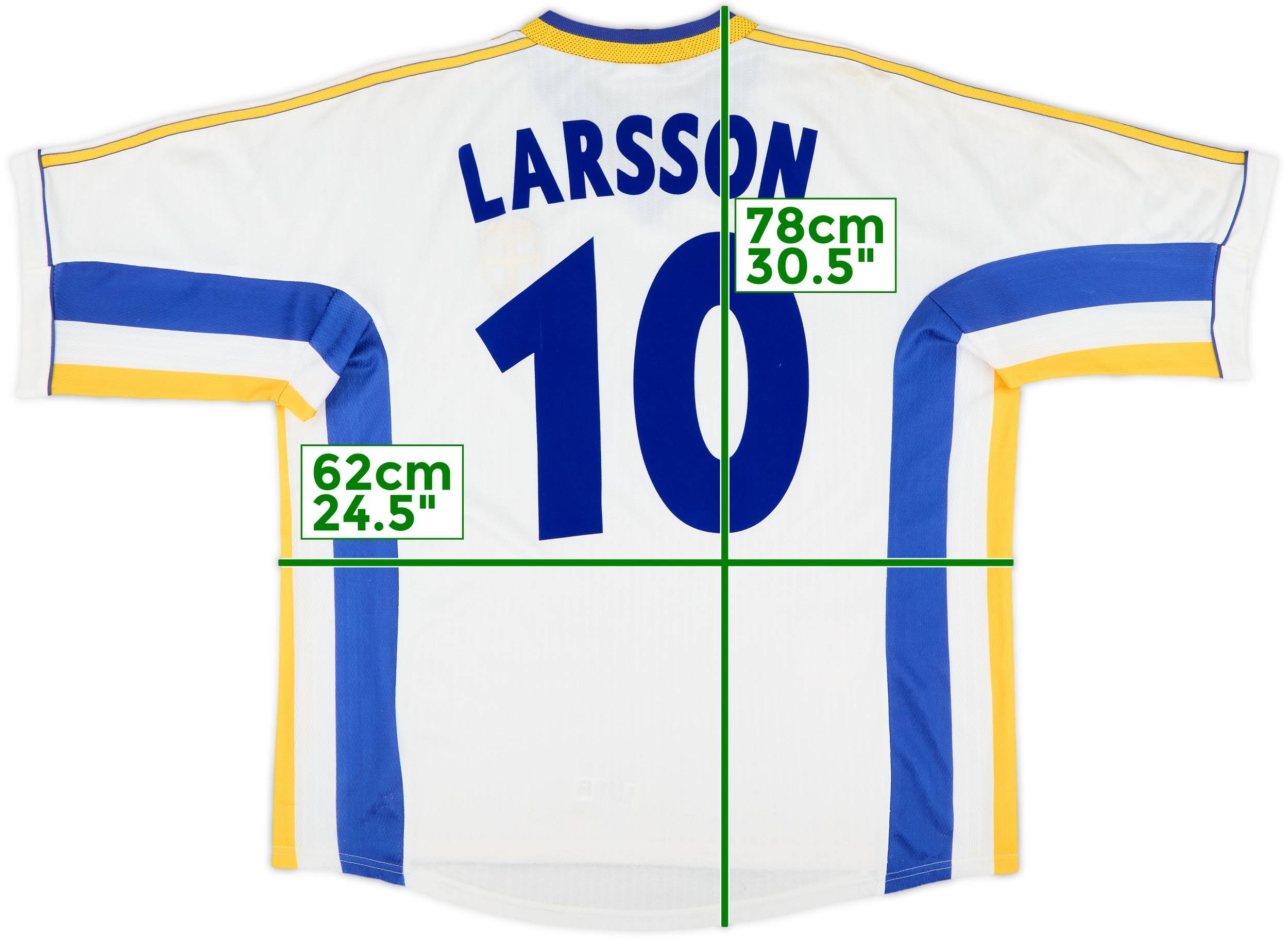 1998-00 Sweden Away Shirt Larsson #7 - 7/10 - (L)