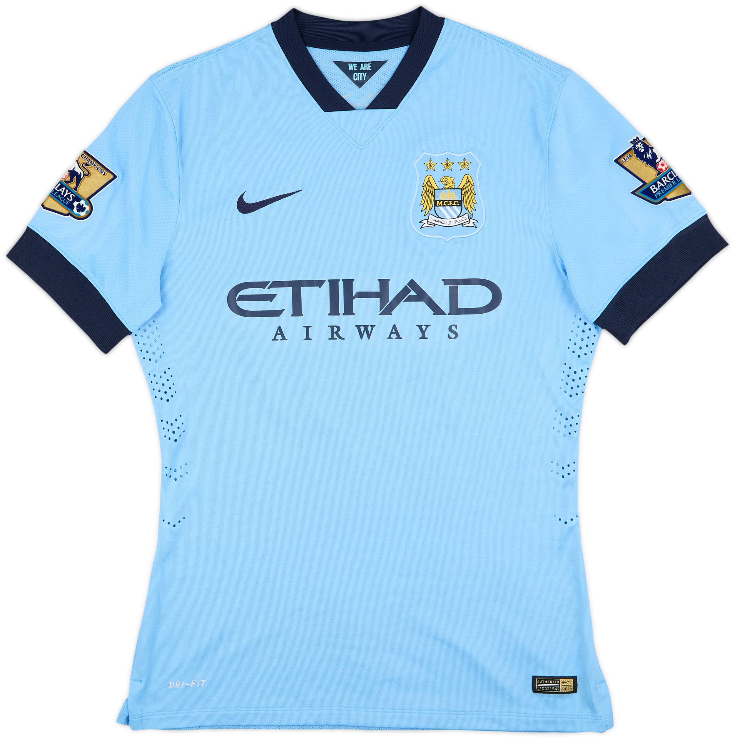2014-15 Manchester City Authentic Home Shirt Dzeko #10 - 9/10 - (L)