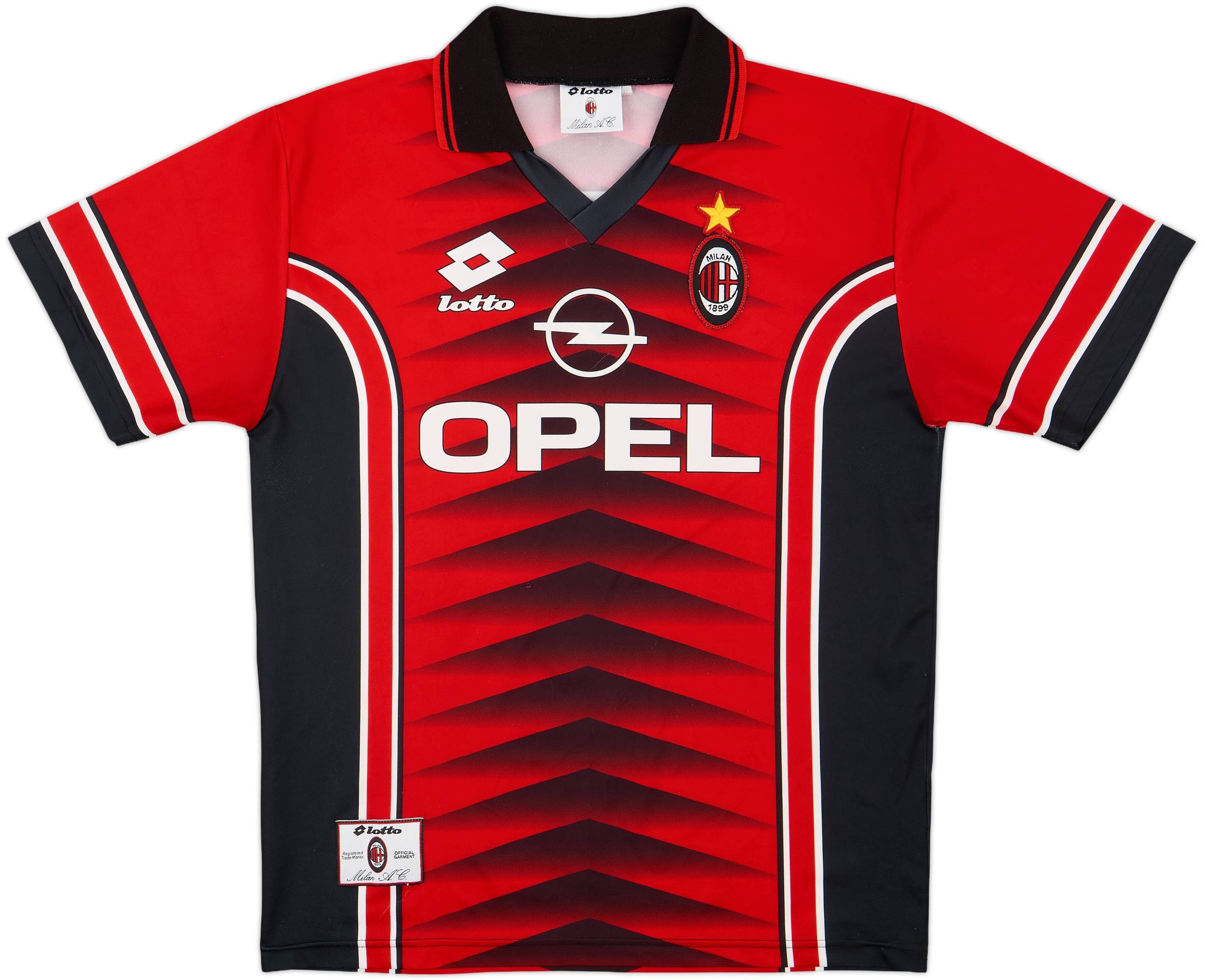 90s　Lotto　AC MILAN　ゲームシャツ　OPEL　ユニフォーム Vintage AC Milan 1996 1997 Shirt Jersey Opel Lotto Size XL