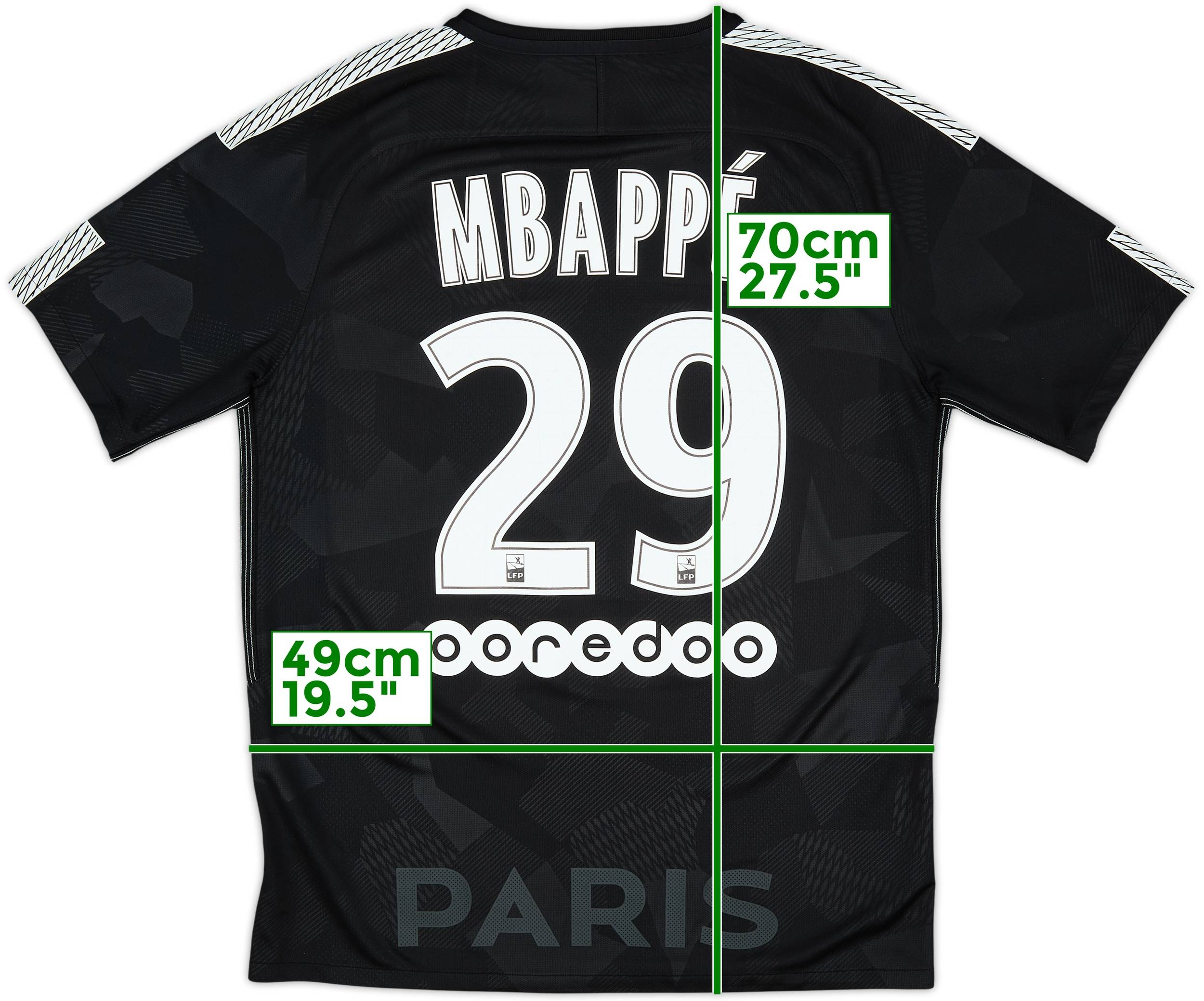 Nike パリ・サンジェルマン MBAPPÉ 29 シャツ 黒 2017-18 Paris Saint-Germain Third Shirt Mbappe #29 - 8/10 - (M)
