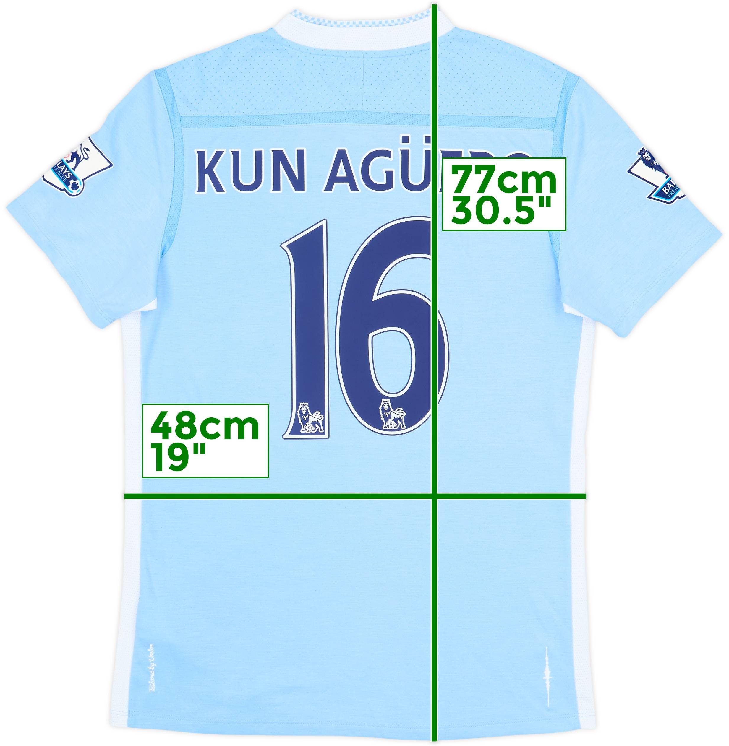2011-12 Manchester City Home Shirt Kun Aguero #16 - 9/10 - (M)