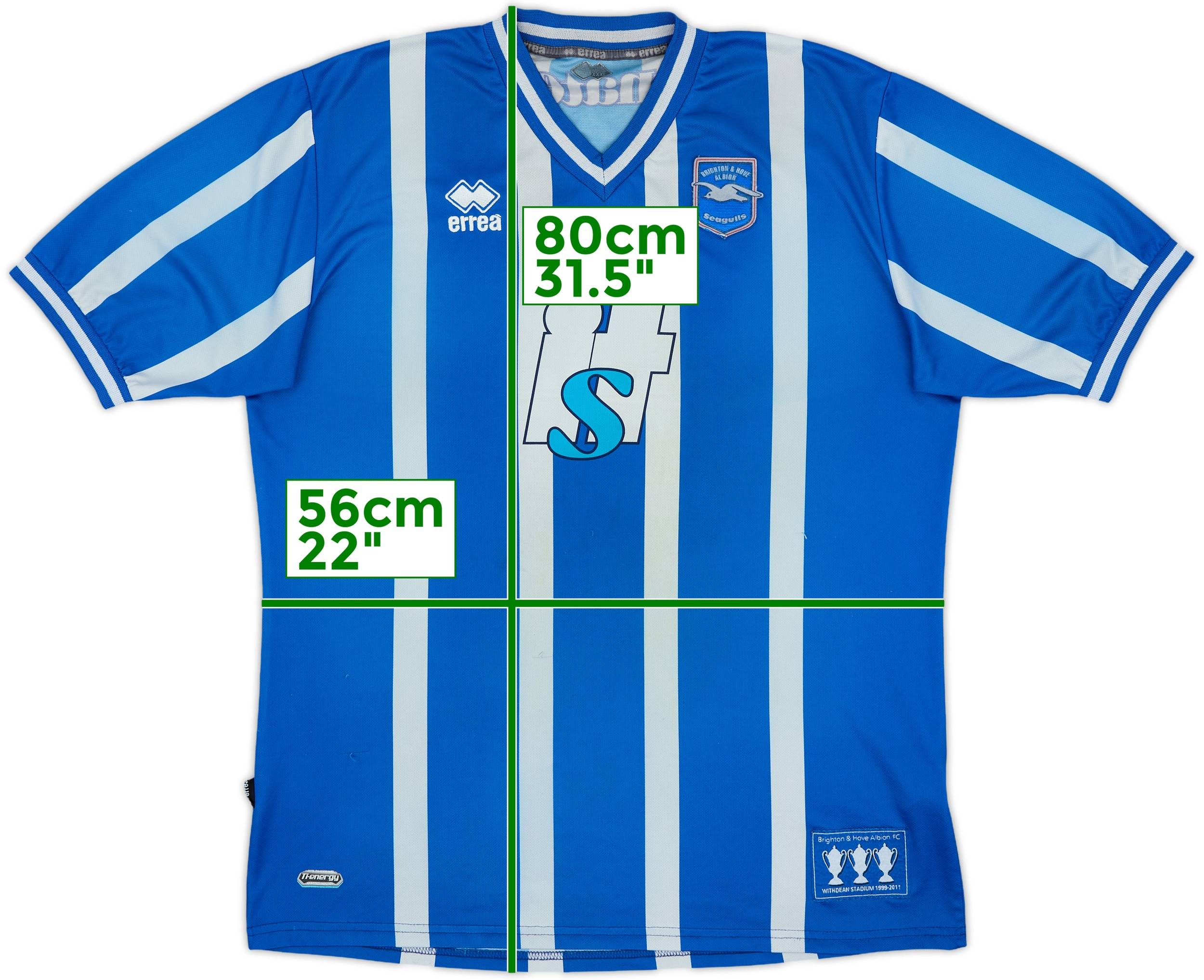 ウェア Brighton & Hove Albion FC football shirt 2010-11 Brighton Home Shirt - 4/10 - (3XL)