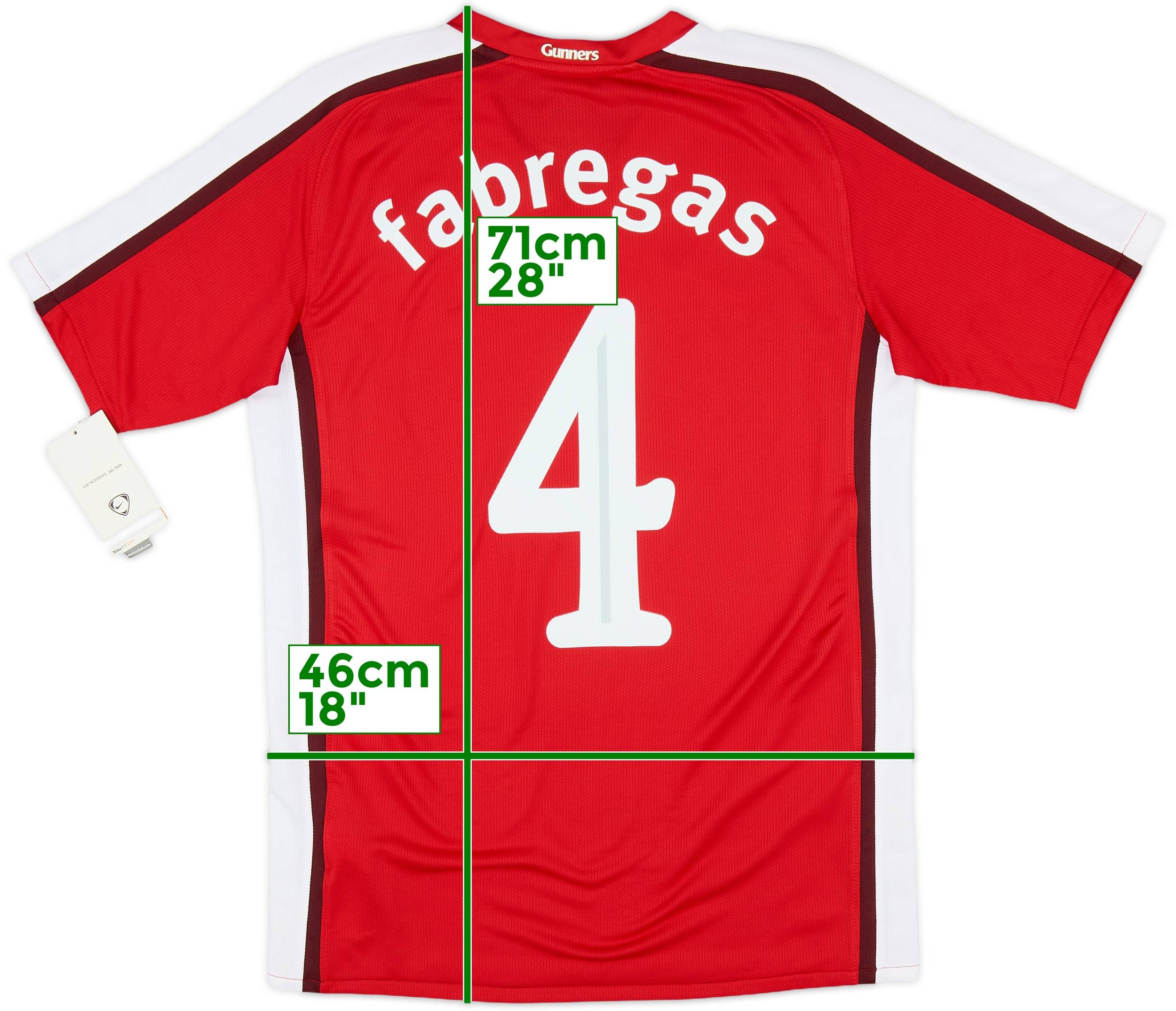アーセナル FABREGAS 4 ユニフォーム Arsenal London 2008 Home Football Shirt Nike Soccer Jersey