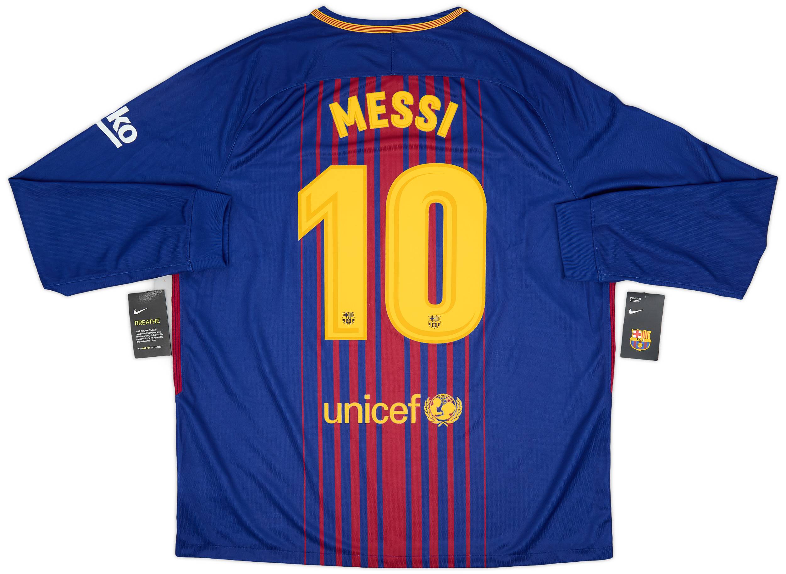 2017-18 Barcelona Home L/S Shirt Messi #10 (XXL)