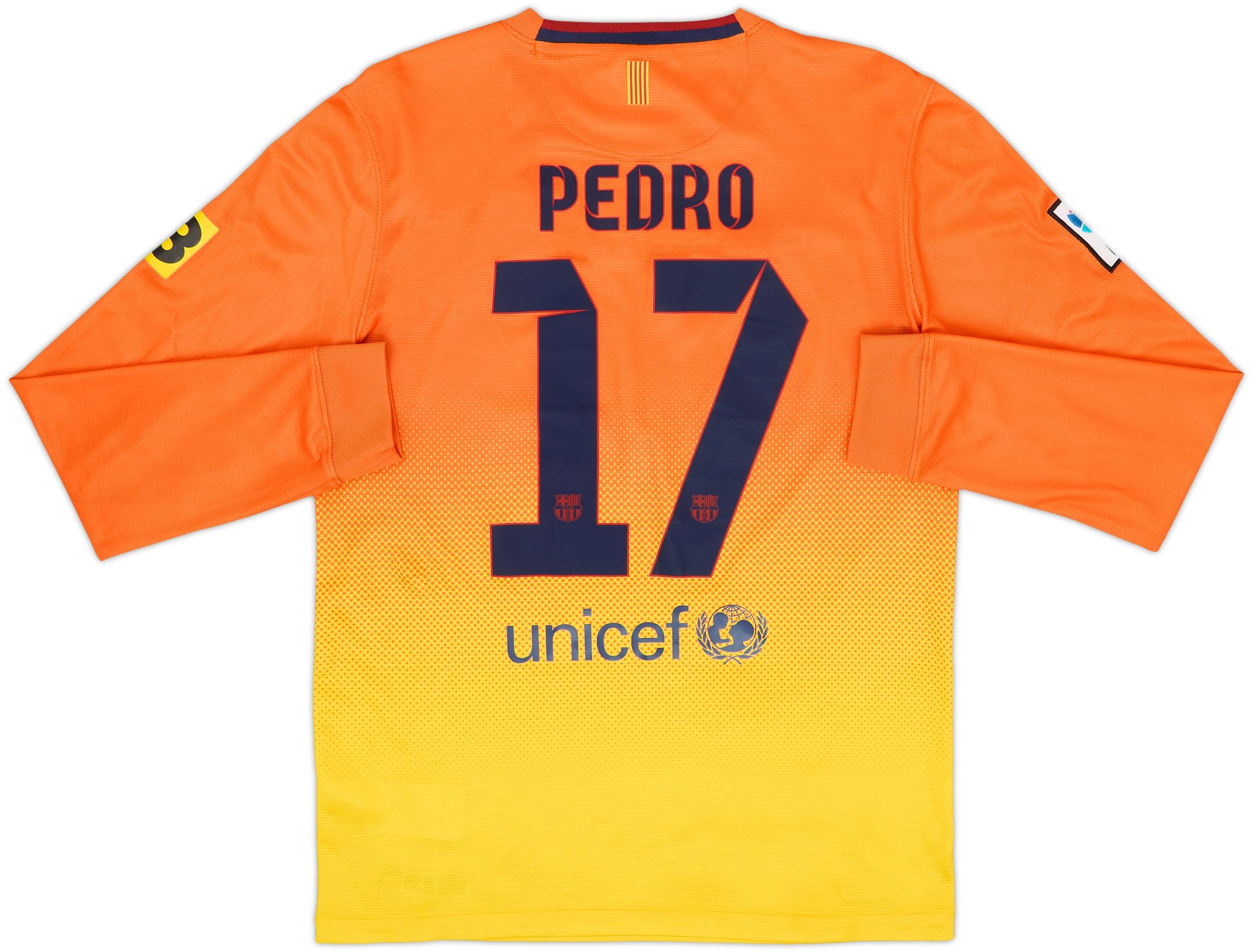 2012-13 Barcelona Away L/S Shirt Pedro #17 - 9/10 - (S)