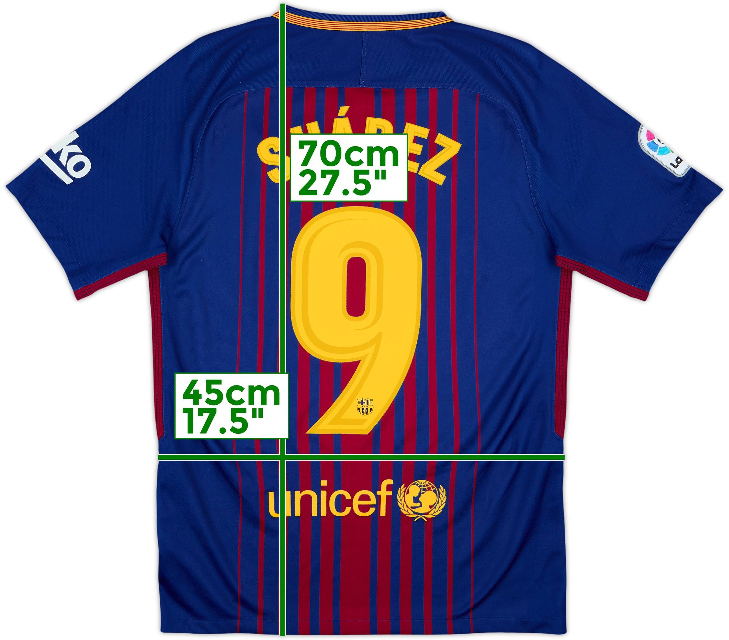 2017-18 Barcelona Home Shirt Suarez #9 - 9/10 - (S)