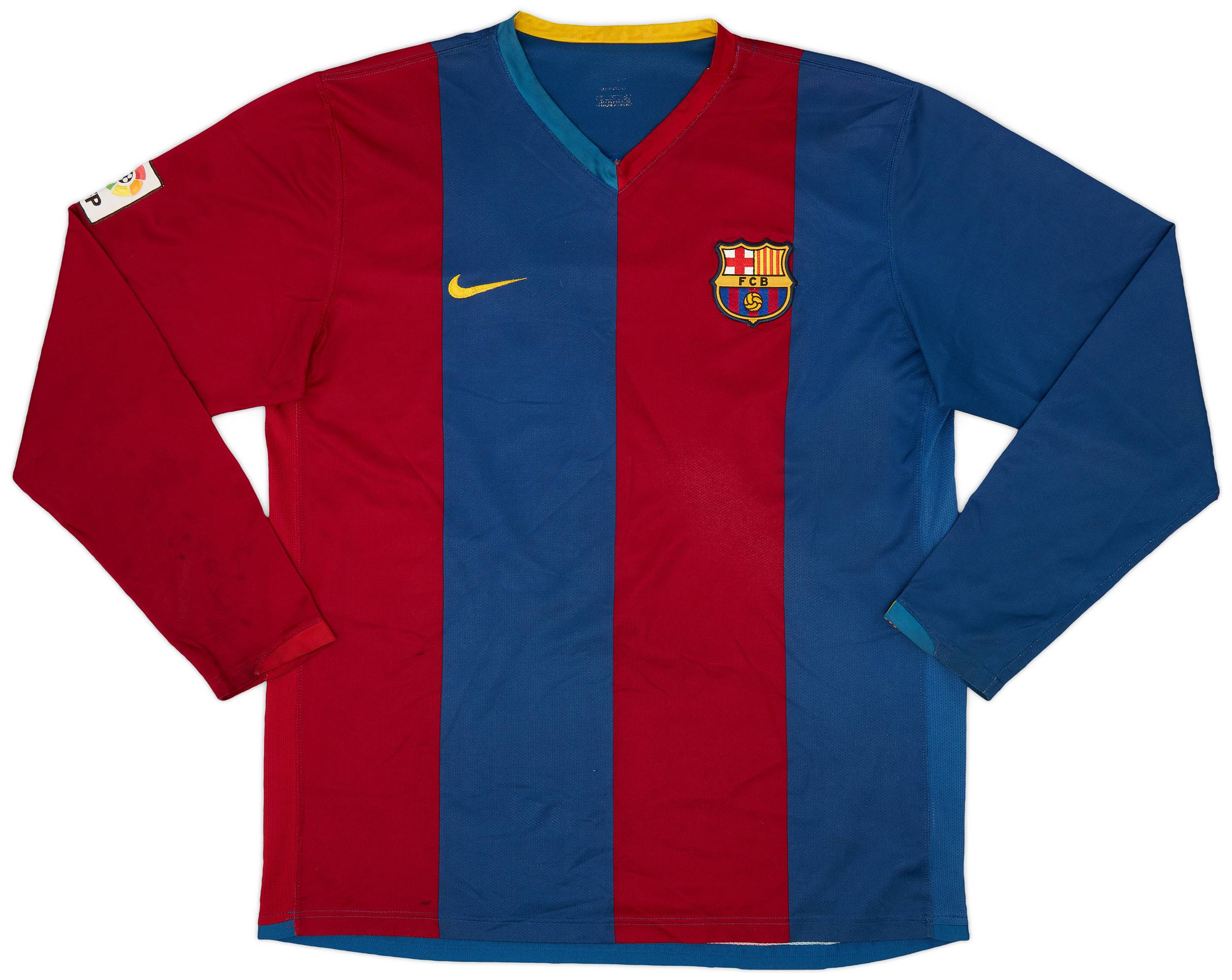 2006-07 Barcelona Home L/S Shirt Messi #19 - 8/10 - (XL)