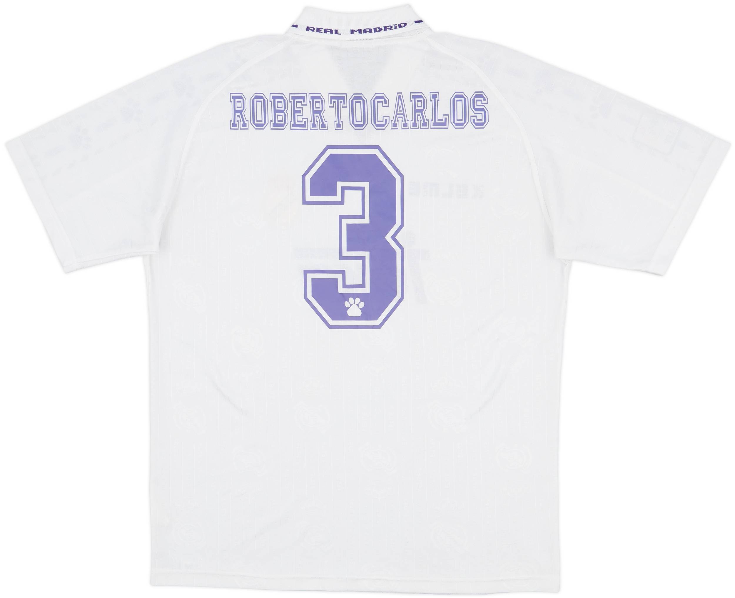 1996-97 Real Madrid Home Shirt Roberto Carlos #3 - 8/10 - (XL)