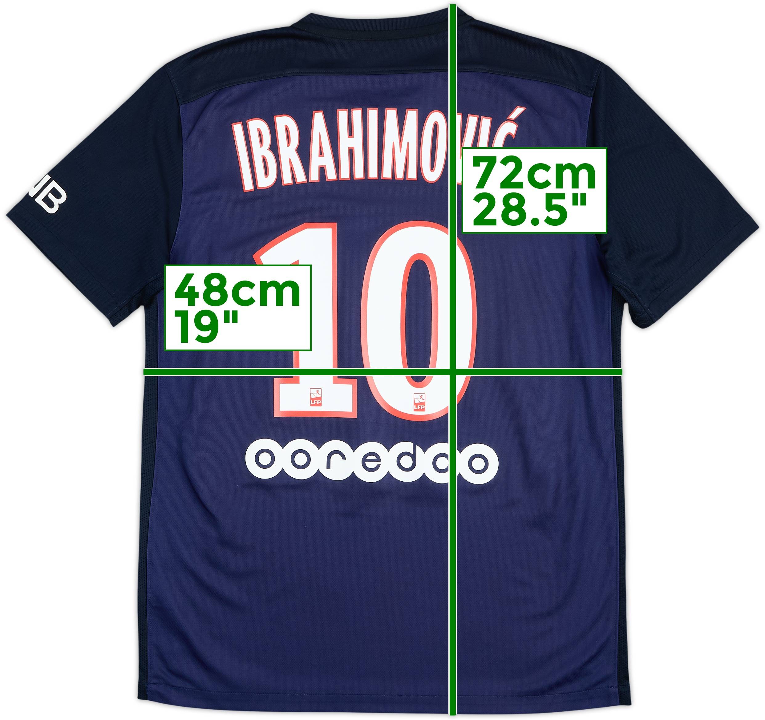 2015-16 Paris Saint-Germain Home Shirt Ibrahimovic #10 - 9/10 - (M)