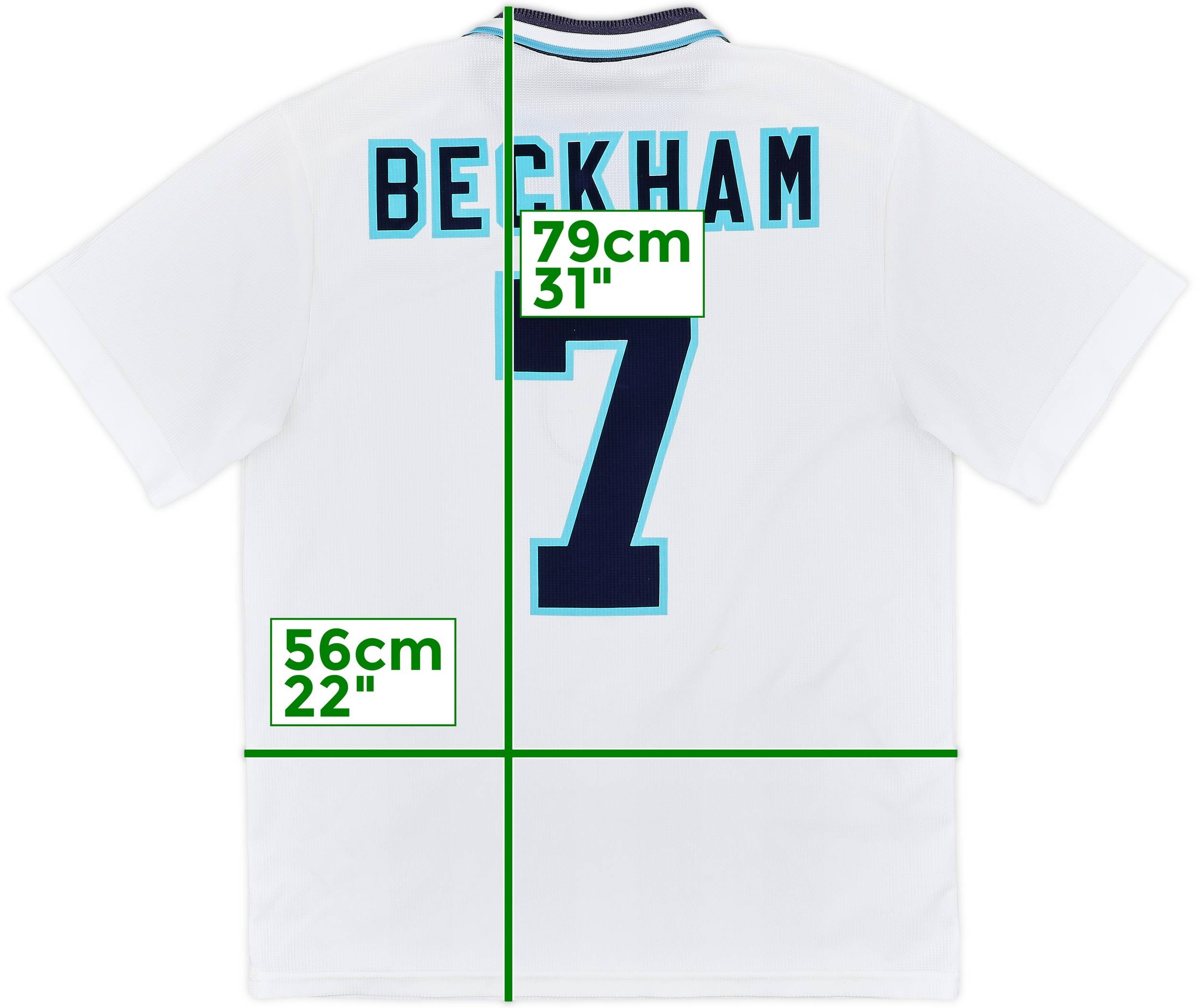 ENGLAND BECKHAM 7　Tシャツ 1997-99 England Home Shirt Beckham #7