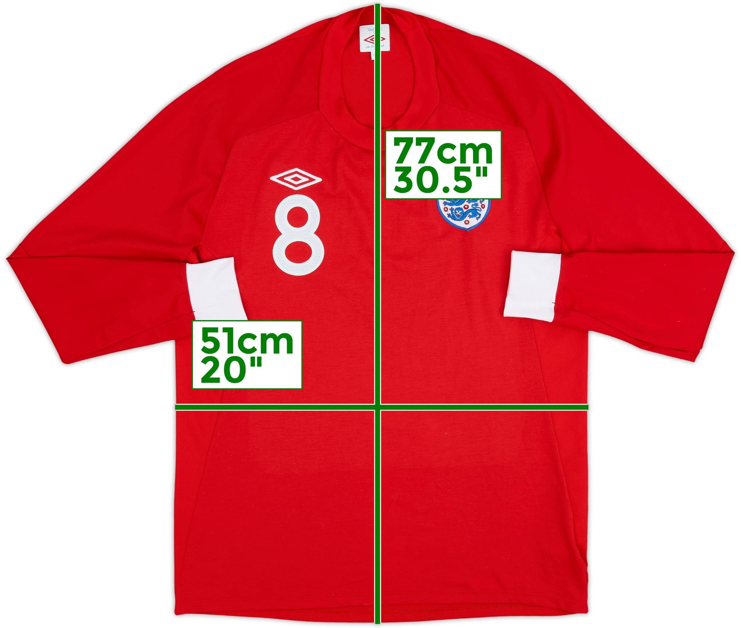 2010-11 England Away L/S Shirt #8 - 8/10 - (L)