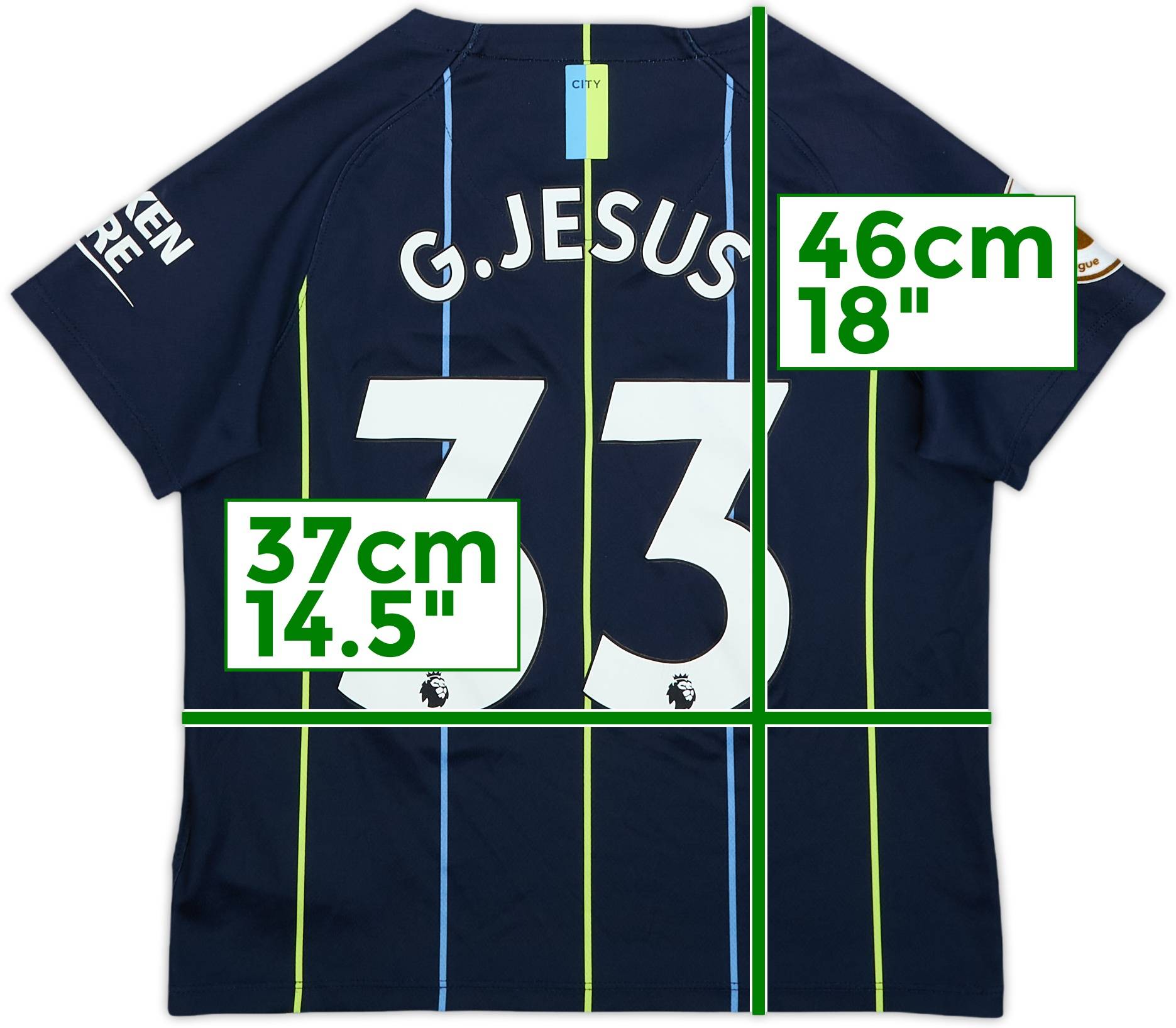 2018-19 Manchester City Away Shirt G.Jesus #33 - 8/10 - (S.Boys)