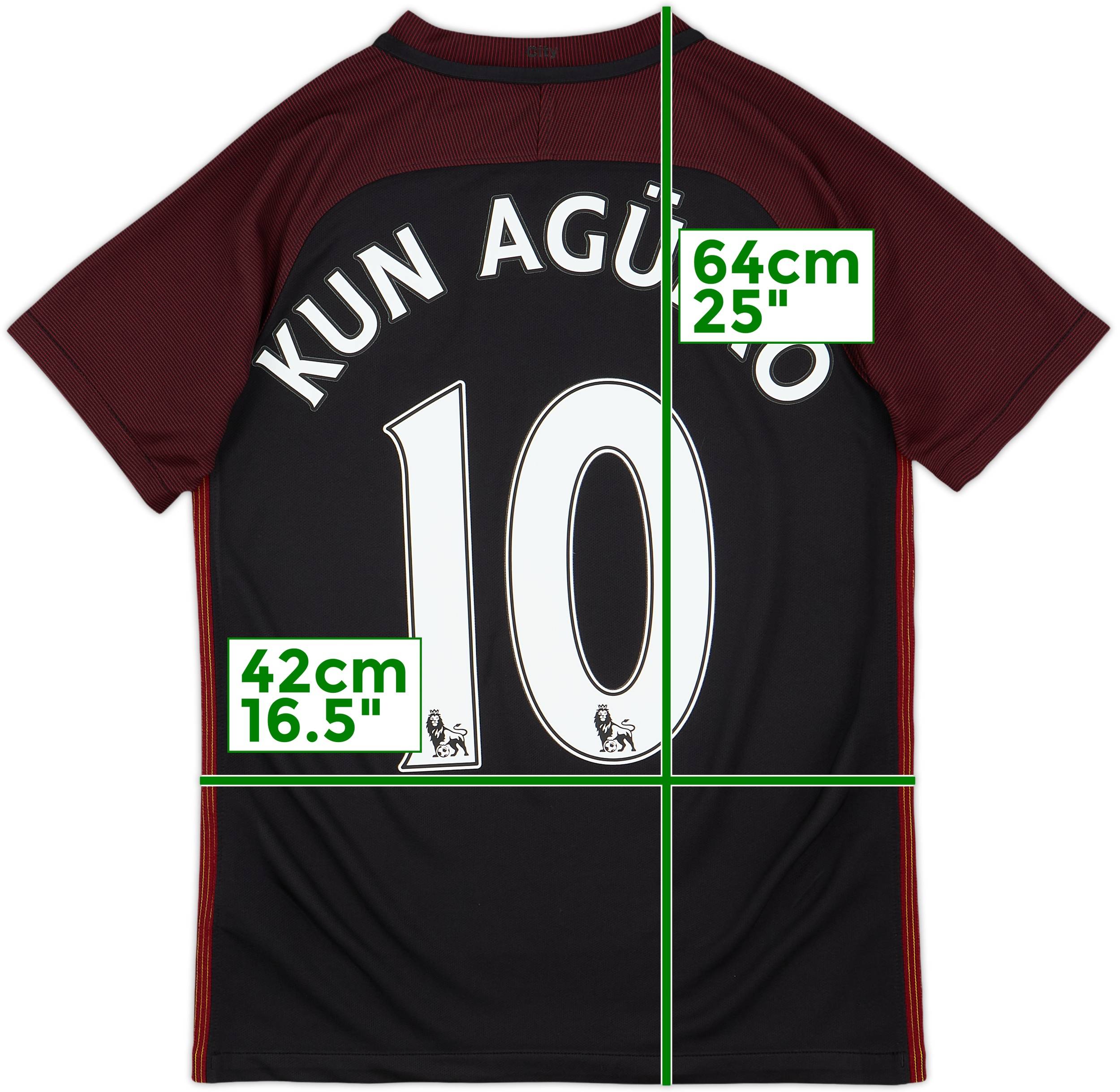 2016-17 Manchester City Away Shirt Kun Aguero #10 - 10/10