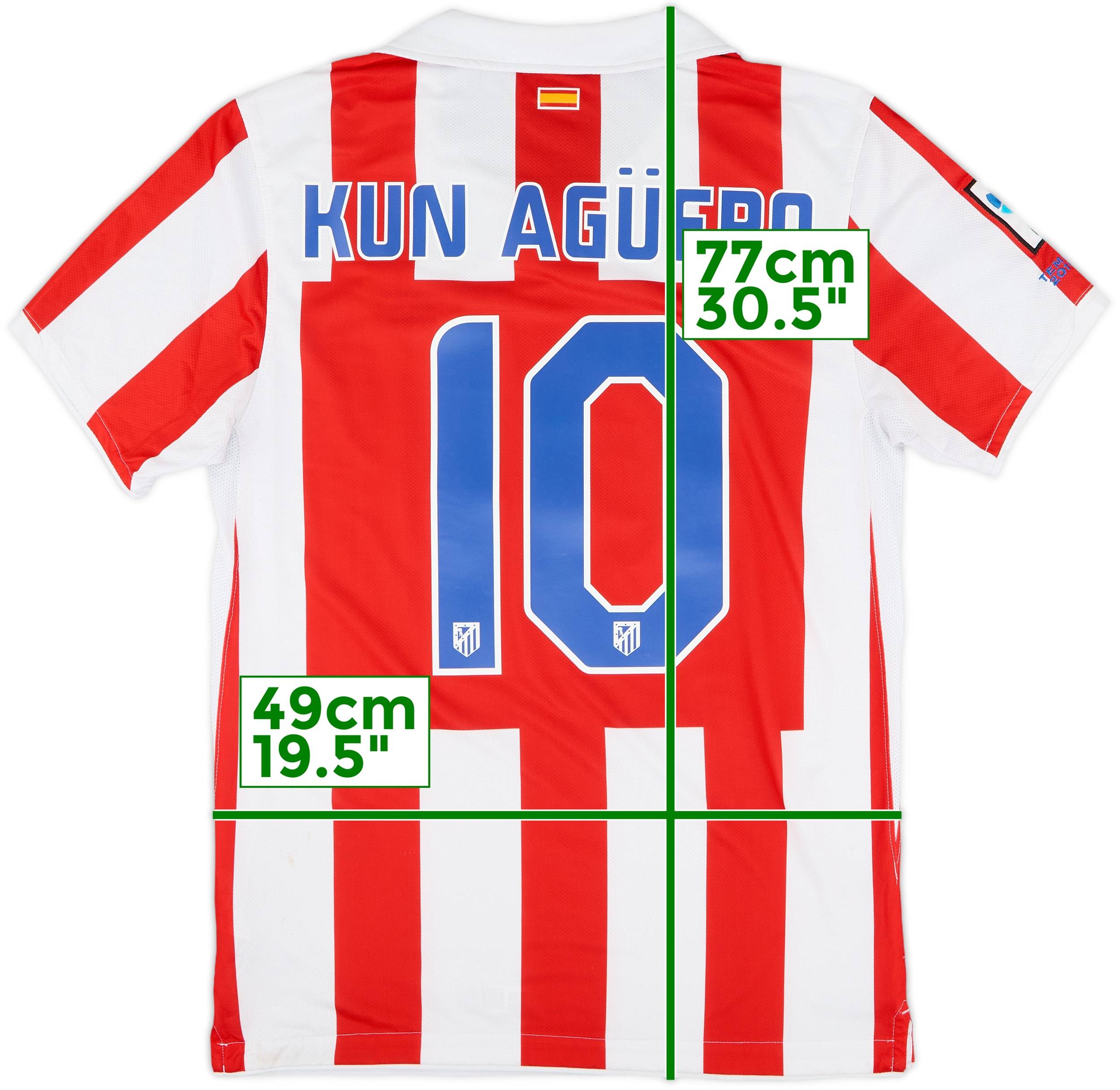 2010-11 Atletico Madrid Home Shirt Kun Aguero #10 - 8/10 - (M)