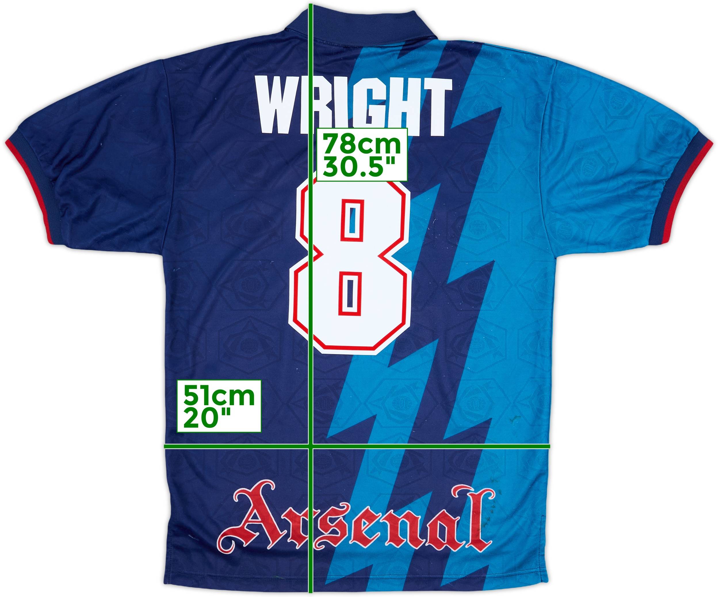 1995-96 Arsenal Away Shirt Wright #8 - 6/10 - (M)