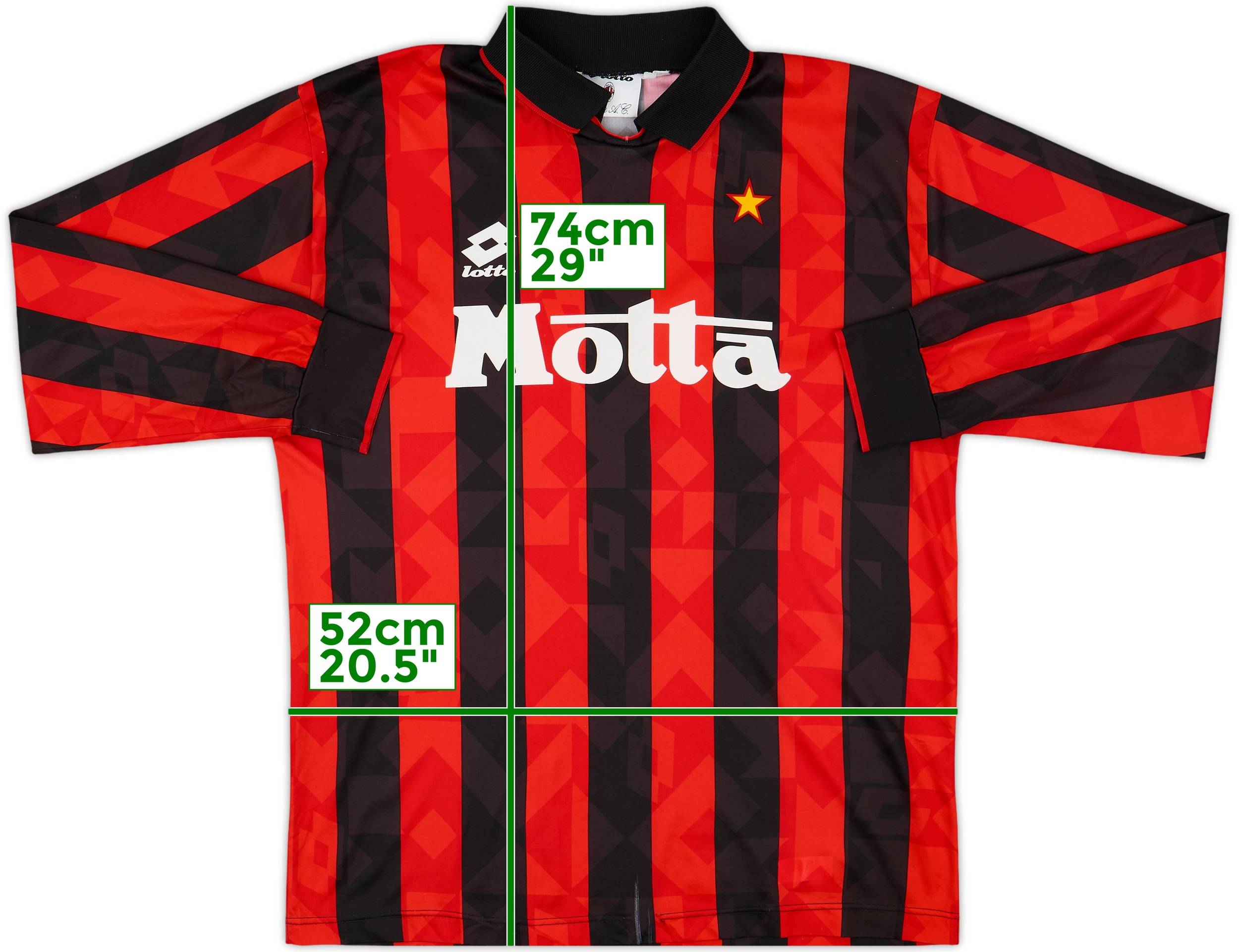 【正規品】AC MILAN  KIT 1993/1994 1994-95 AC Milan Home L/S Shirt - 5/10 - (XL.Boys)