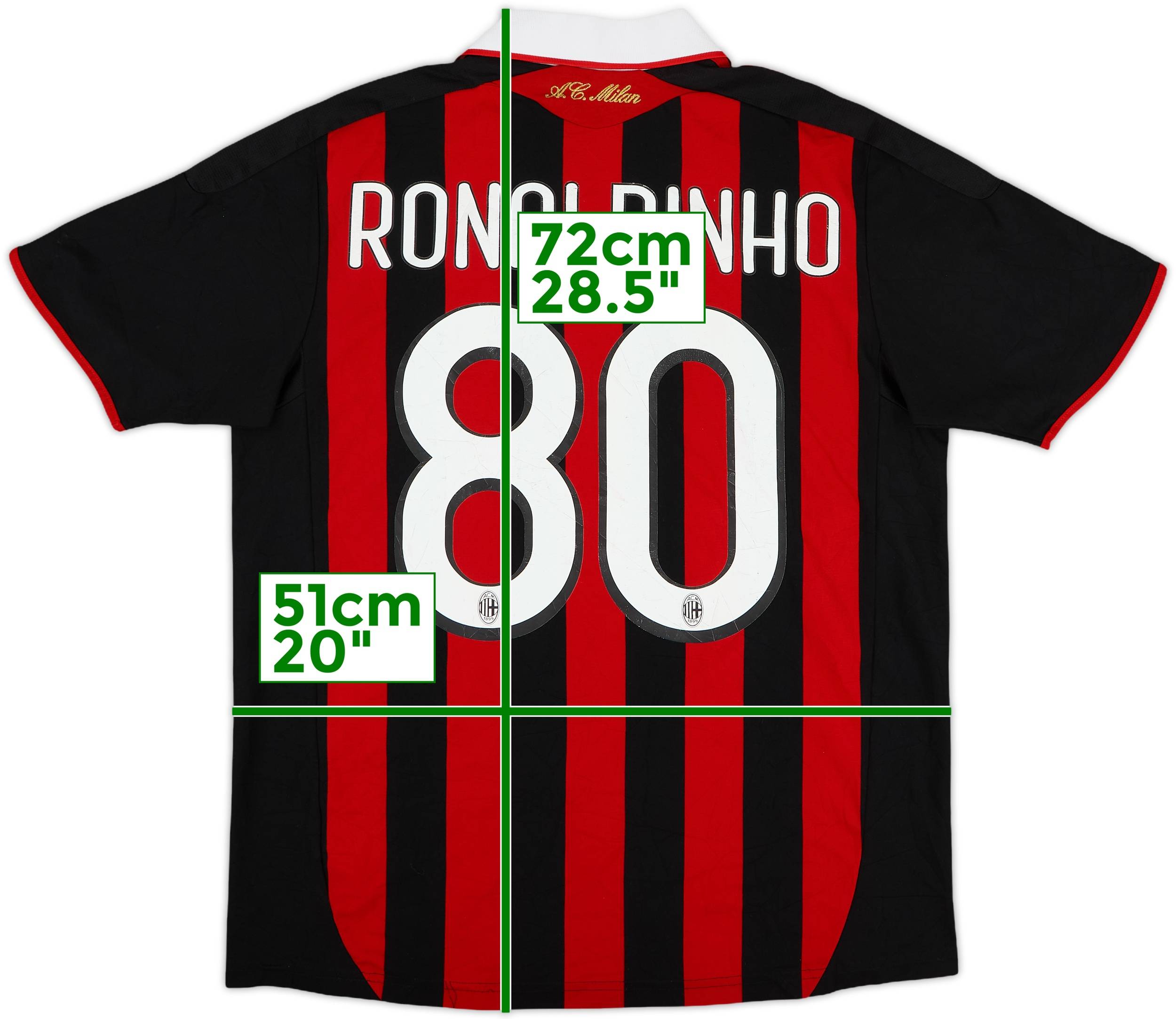 C*l様 ACミラン RONALDINHO #80 ゲームシャツ Ronaldinho #80 AC Milan 2009/2010 UEFA Champions League Long