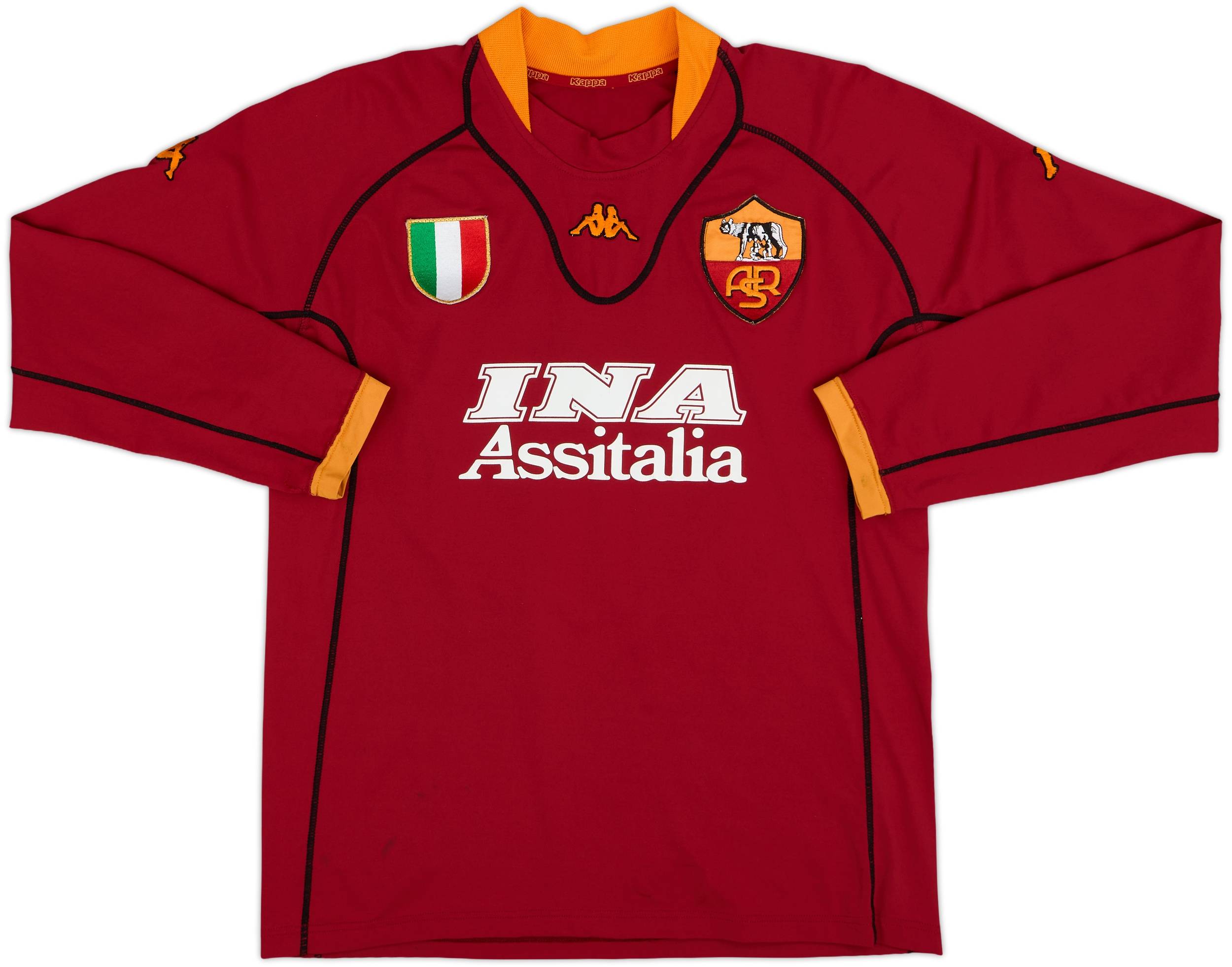 Totti 2001-02 Roma Home L/S Shirt Totti #10 - 8/10 - (XL)