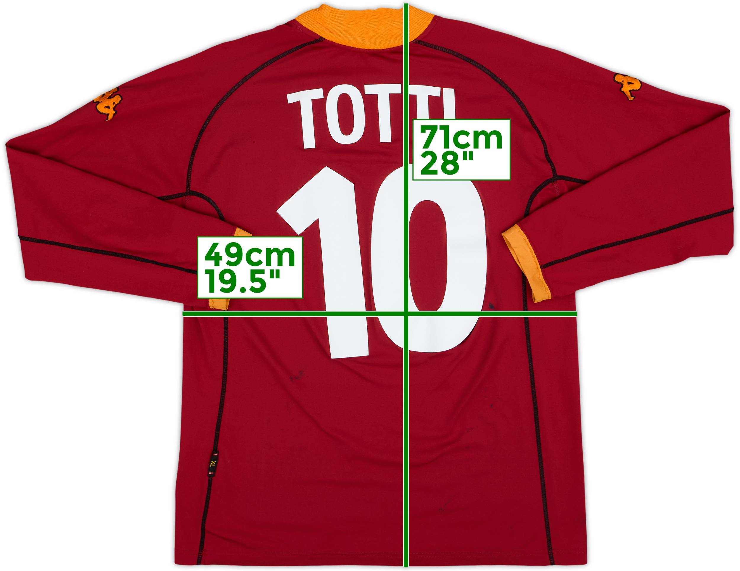 Totti 2001-02 Roma Home L/S Shirt Totti #10 - 8/10 - (XL)