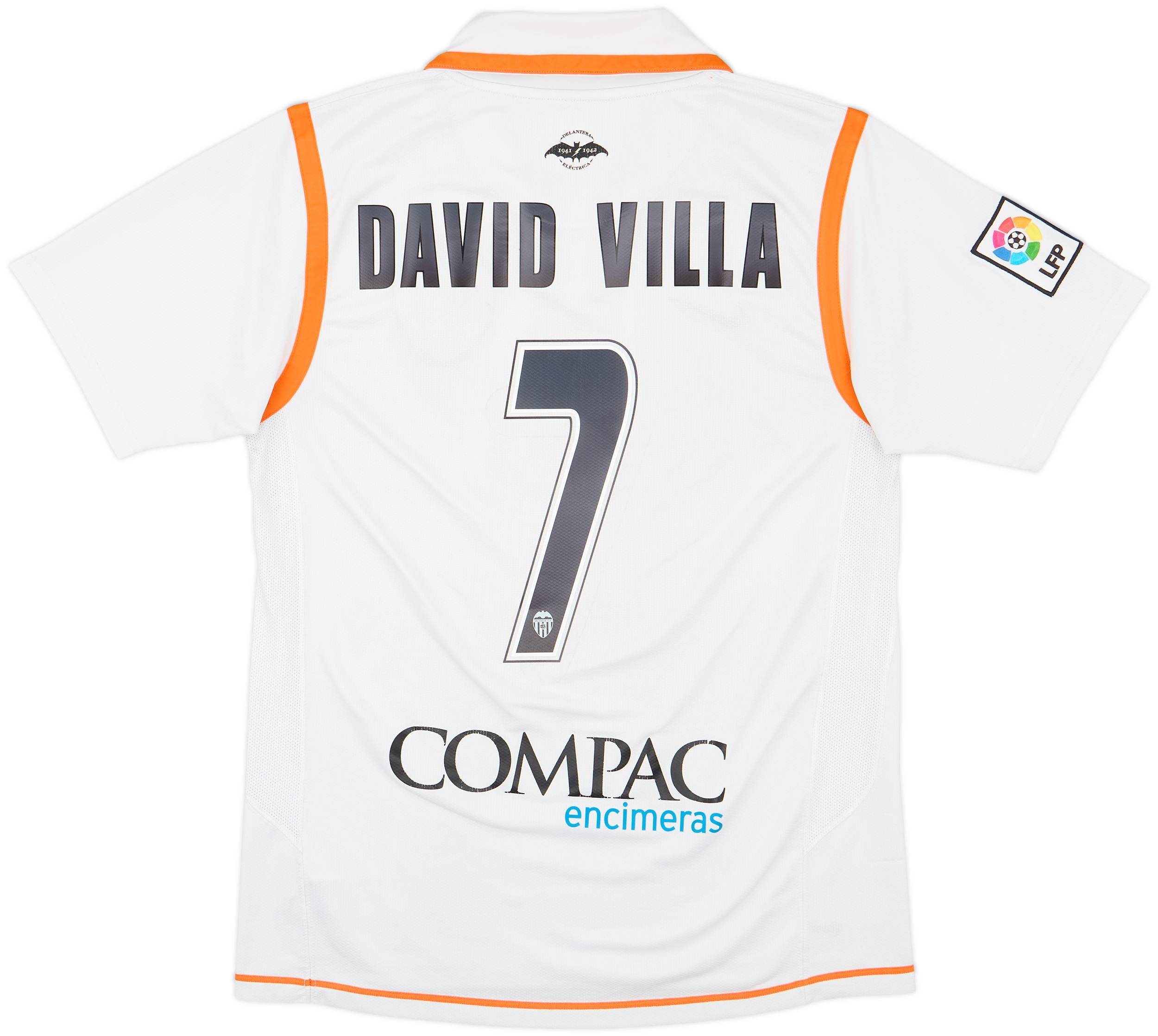 2007-08 Valencia Home Shirt David Villa #7 - 7/10 - (M)