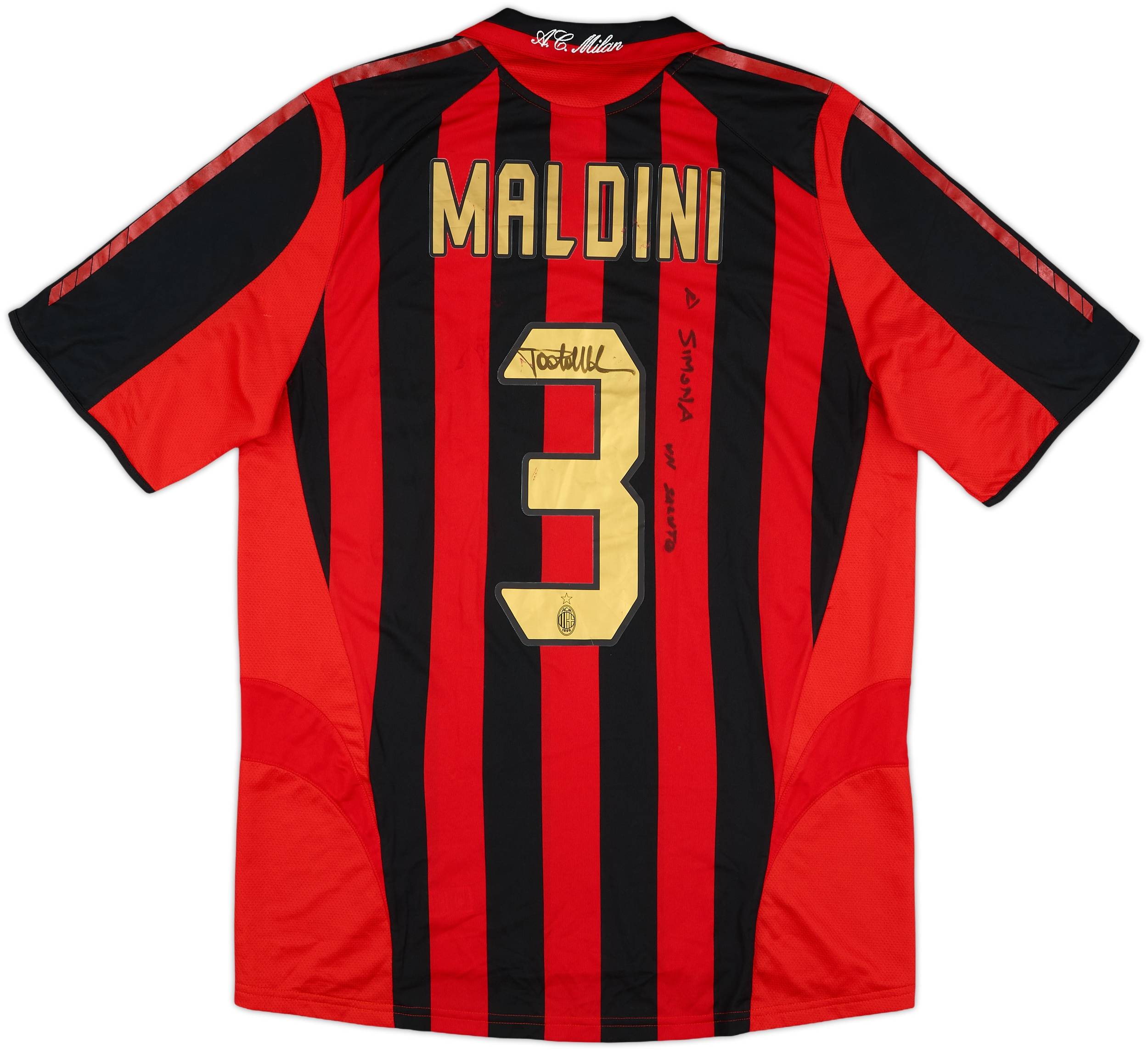 2005-06 AC Milan Signed Home Shirt Maldini #3 - 5/10 - (M)