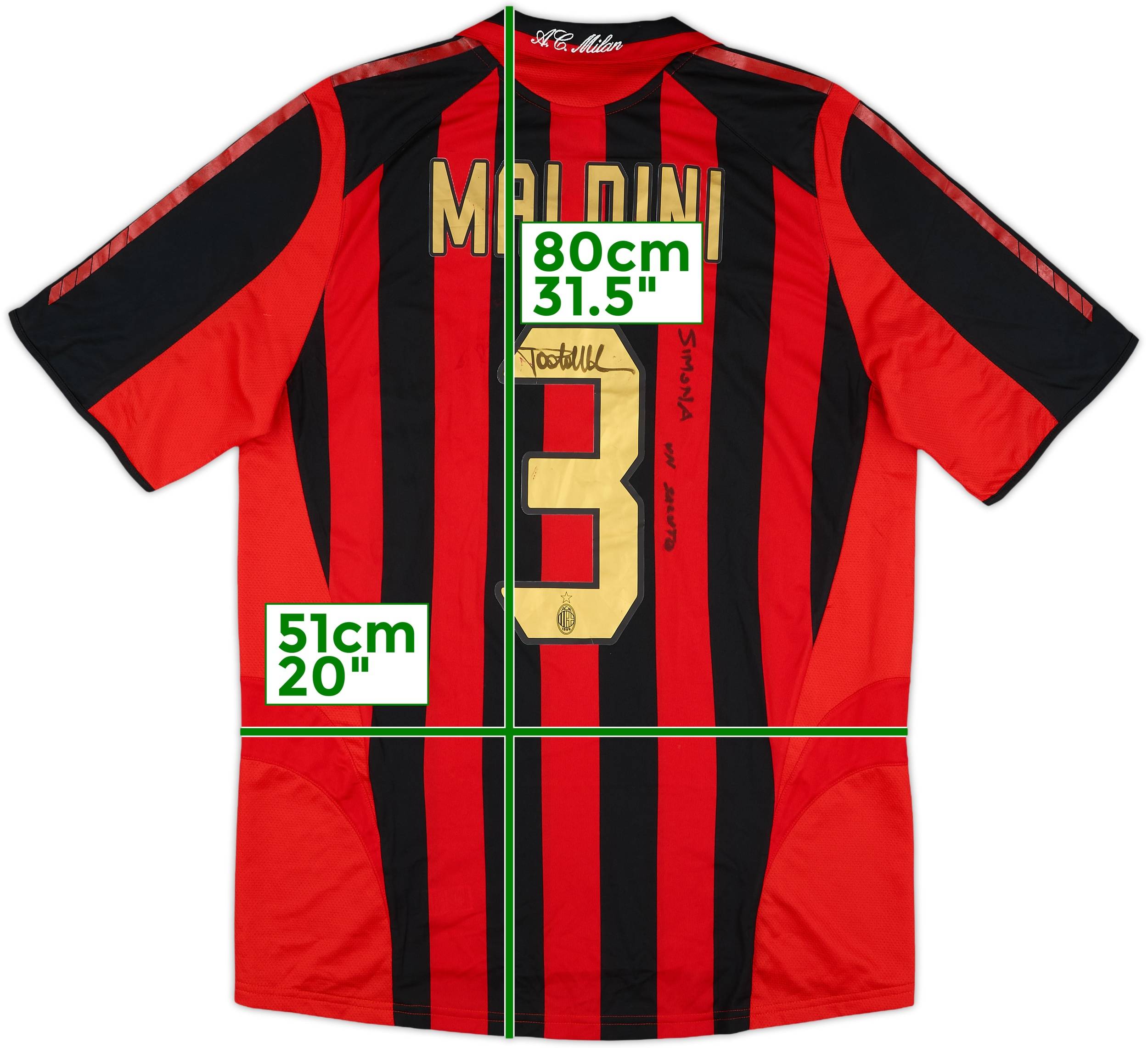 2005-06 AC Milan Signed Home Shirt Maldini #3 - 5/10 - (M)