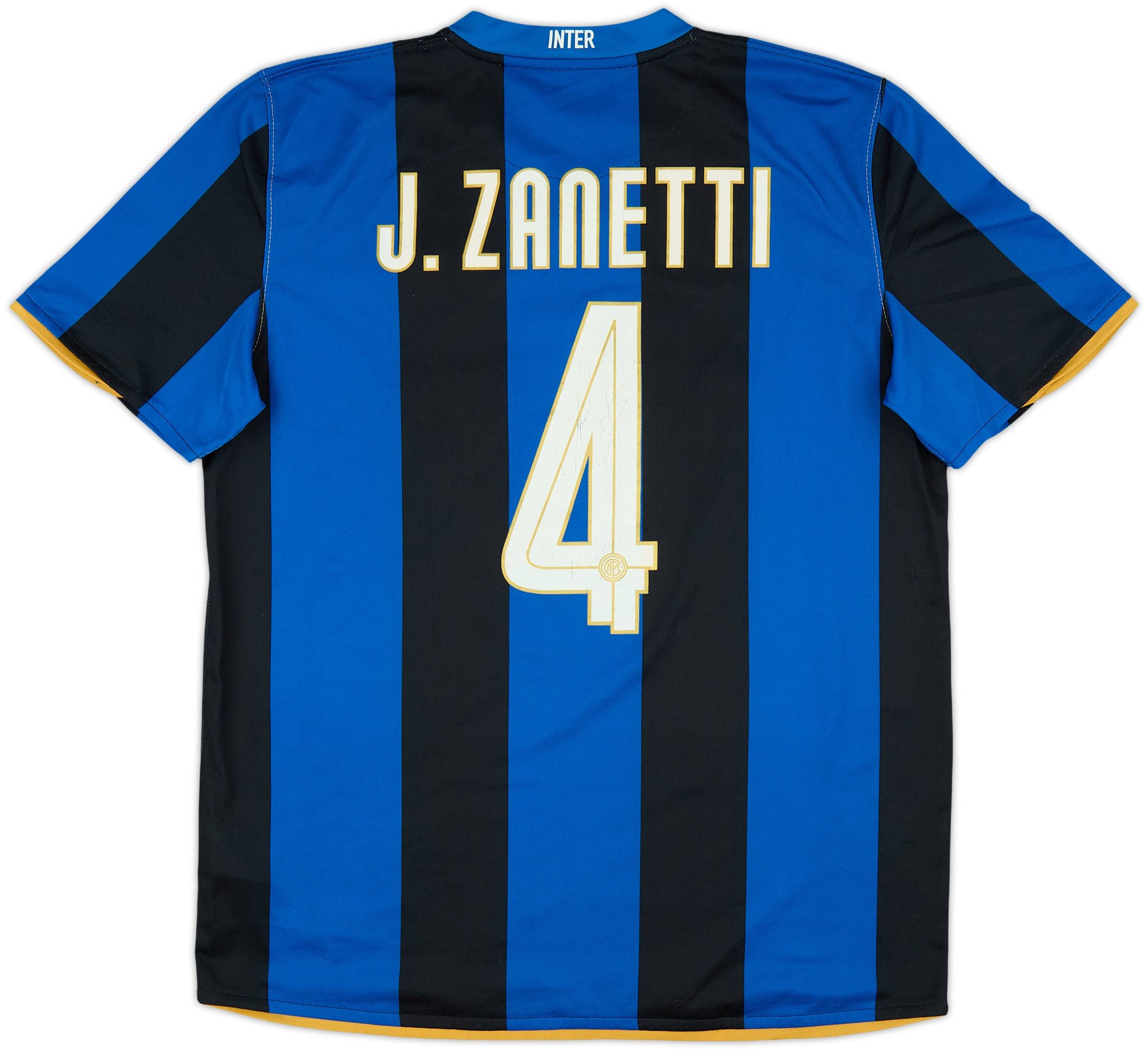 正規品　インテル１００周年　J. ZANETTI 4 長袖　ACミラン 2007-08 Inter Milan Centenary Home Shirt Zanetti #4 - 8/10 - (L)