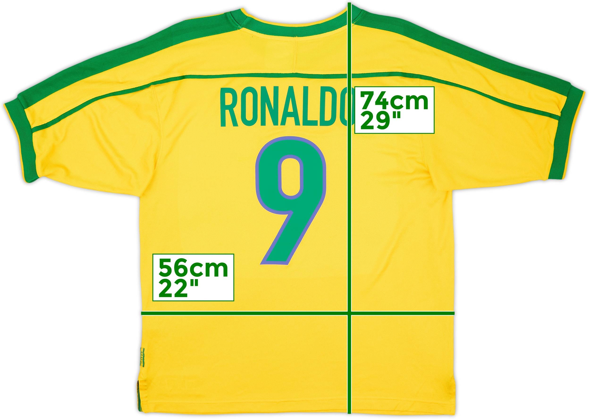 1998-00 Brazil Home Shirt Ronaldo #9 - 9/10 - (L)
