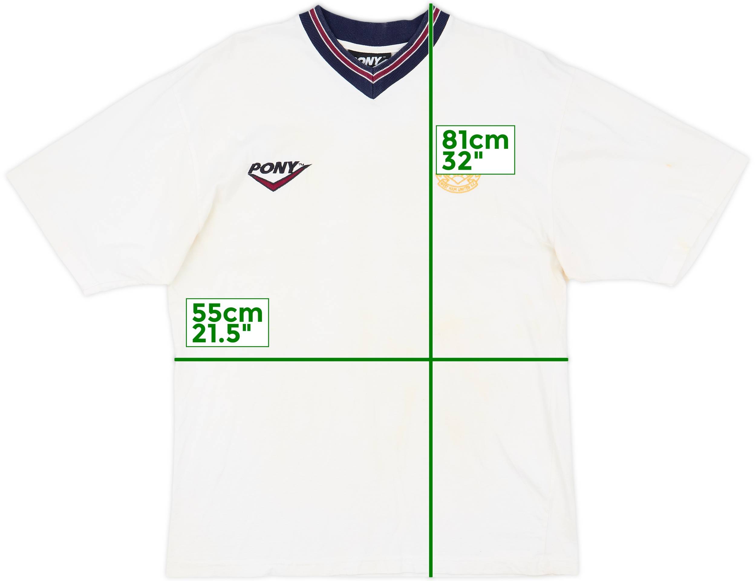 1995/97 DICKS #3 West Ham United Vintage PONY Football Shirt