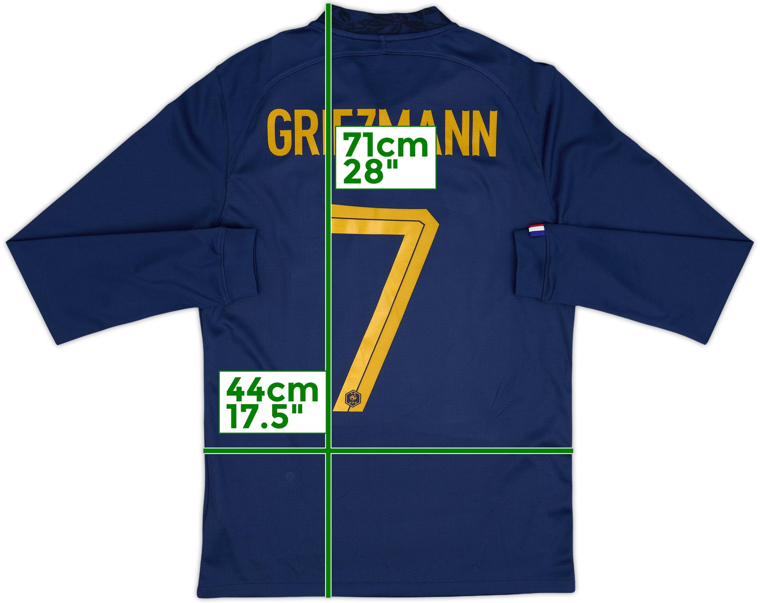 2022-23 France Home L/S Shirt Griezmann #7 - 7/10 - (S)