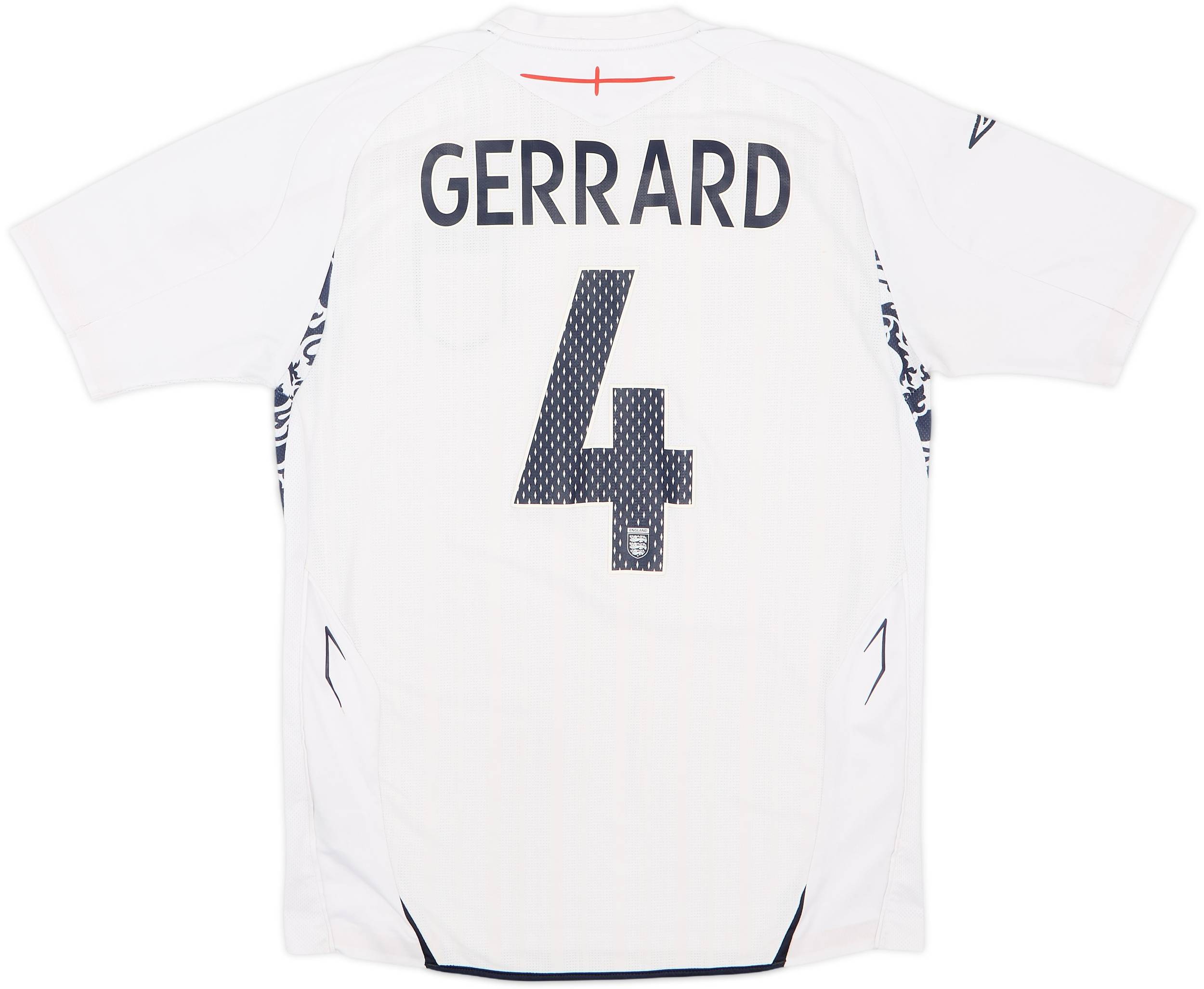 2007-09 England Home Shirt Gerrard #4 - 4/10 - (S)