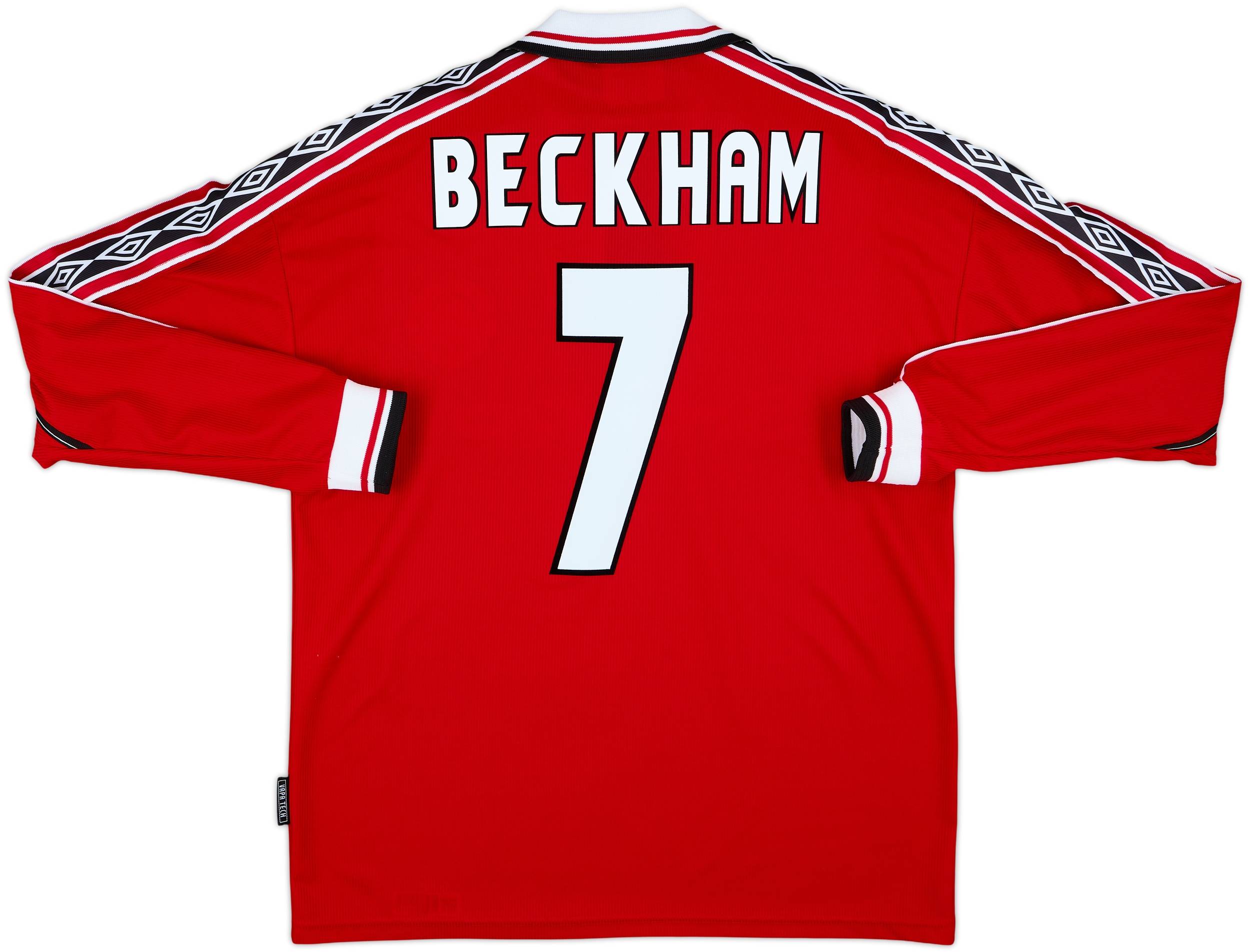 1998-00 Manchester United Home L/S Shirt Beckham #7 - 9/10 - (M)