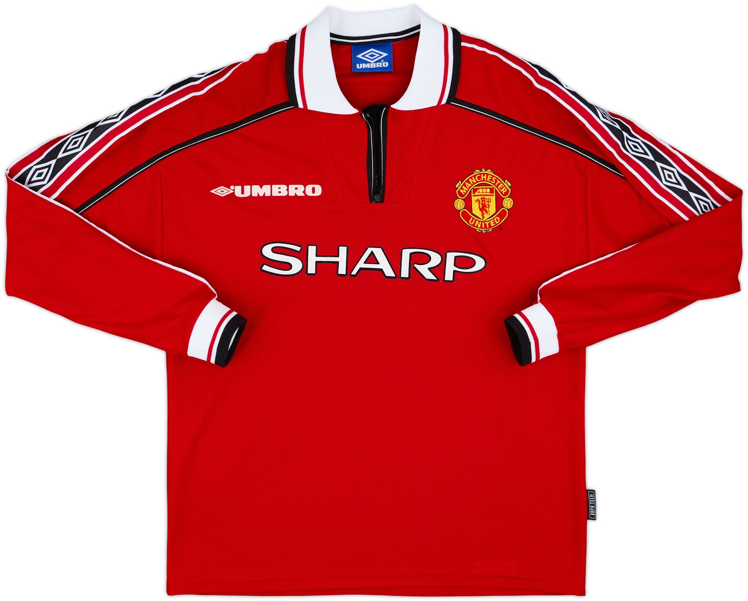 1998-00 Manchester United Home L/S Shirt Beckham #7 - 9/10 - (M)